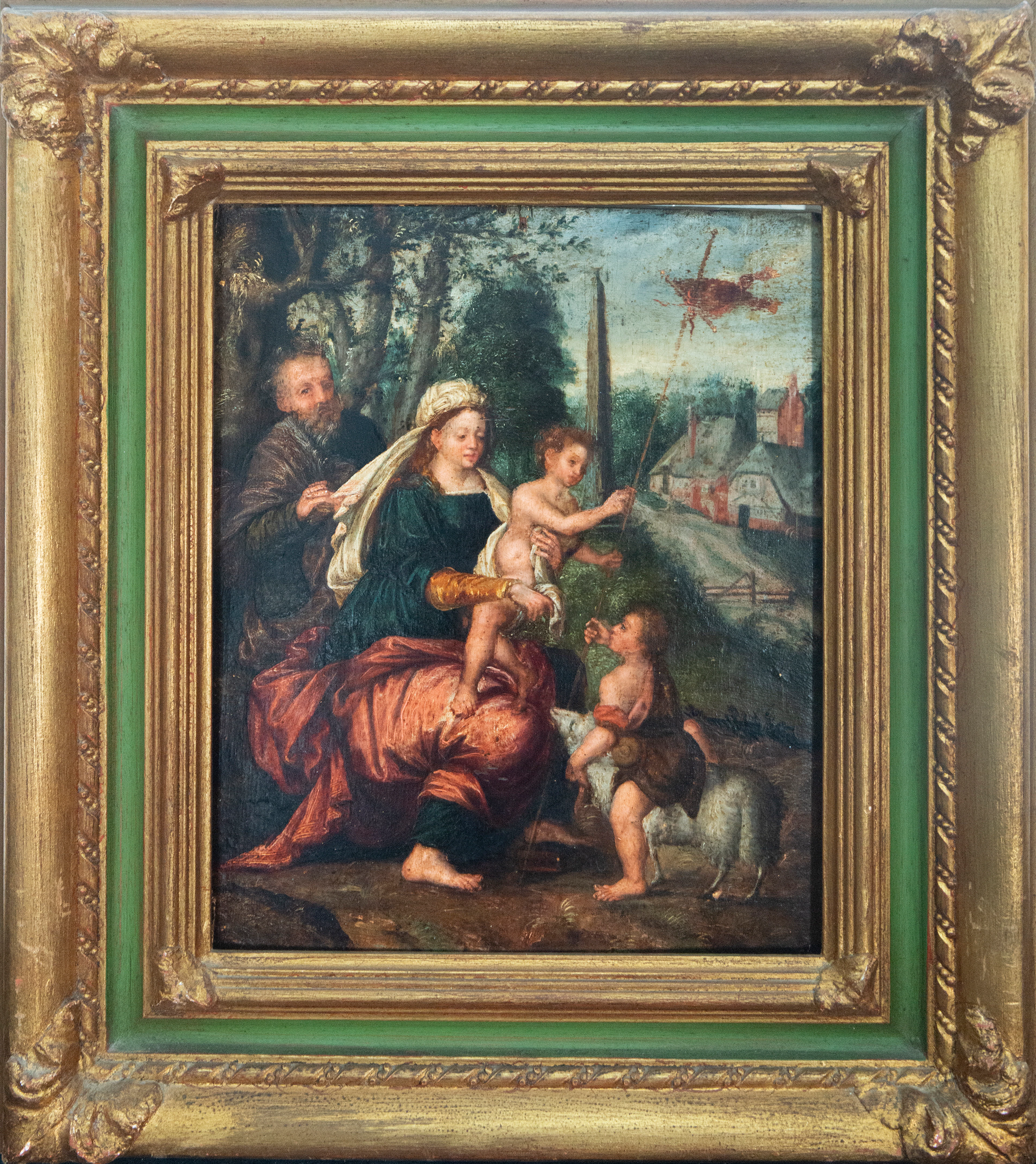 The Flight into Egypt. Style of Jos Van Cleeve, Flemish School. 17th Century.