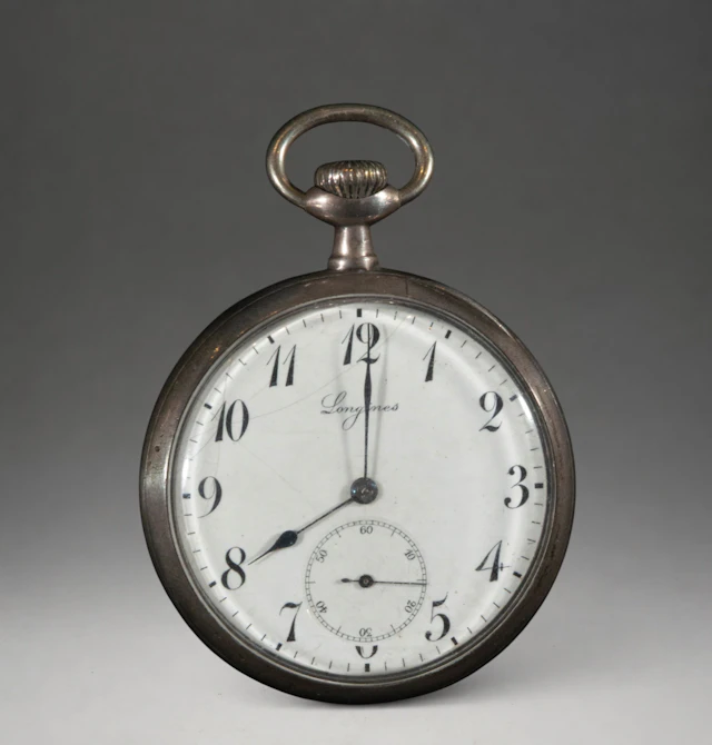 Pocket watch with Arabic numerals and second hand