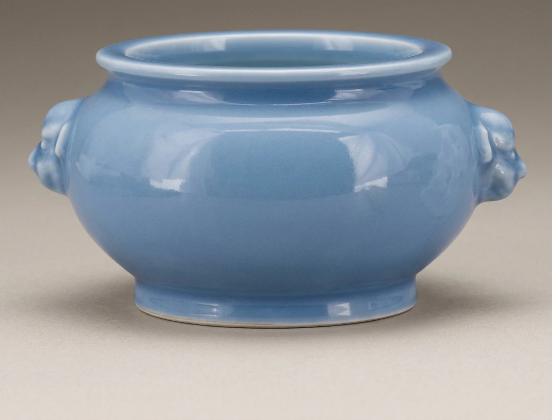 Porcelain incense burner with blue enamel, China, 20th century