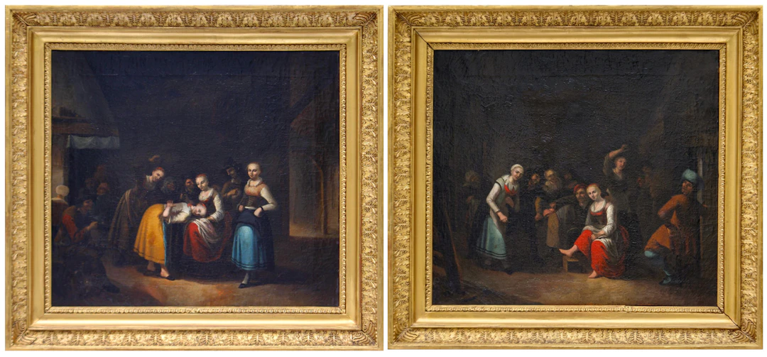 GERRIT LUNDENS (Amsterdam, 1622 – Amsterdam, 1686) - Pair of genre