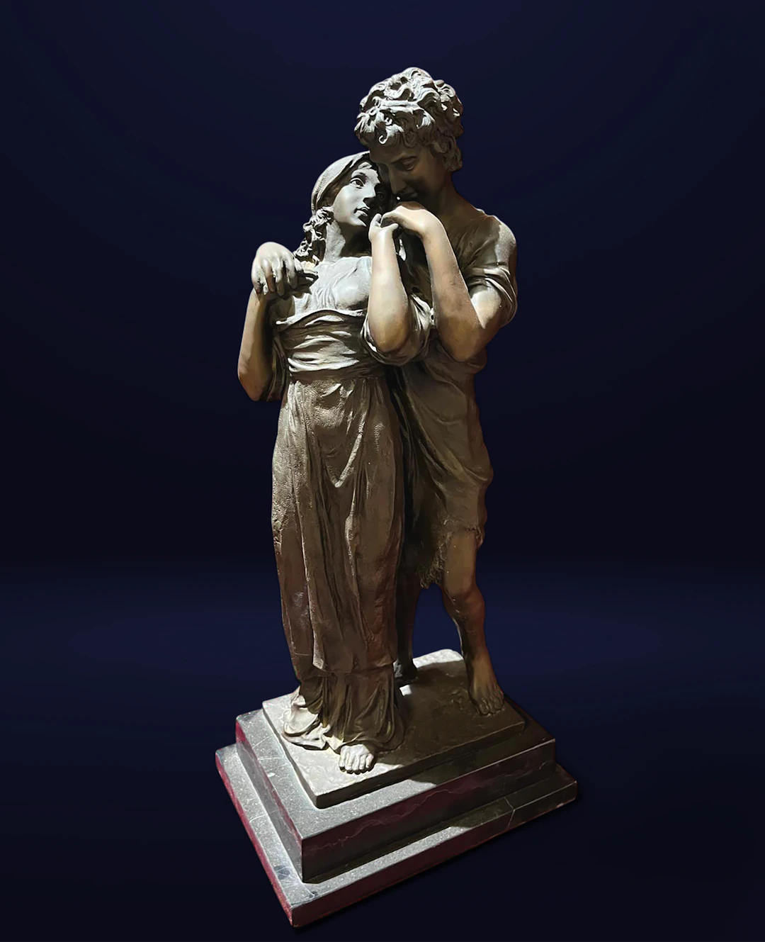 Bronze sculpture of lovers, Europe, 19th century