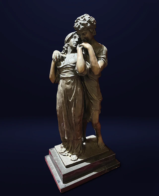 Bronze sculpture of lovers, Europe, 19th century