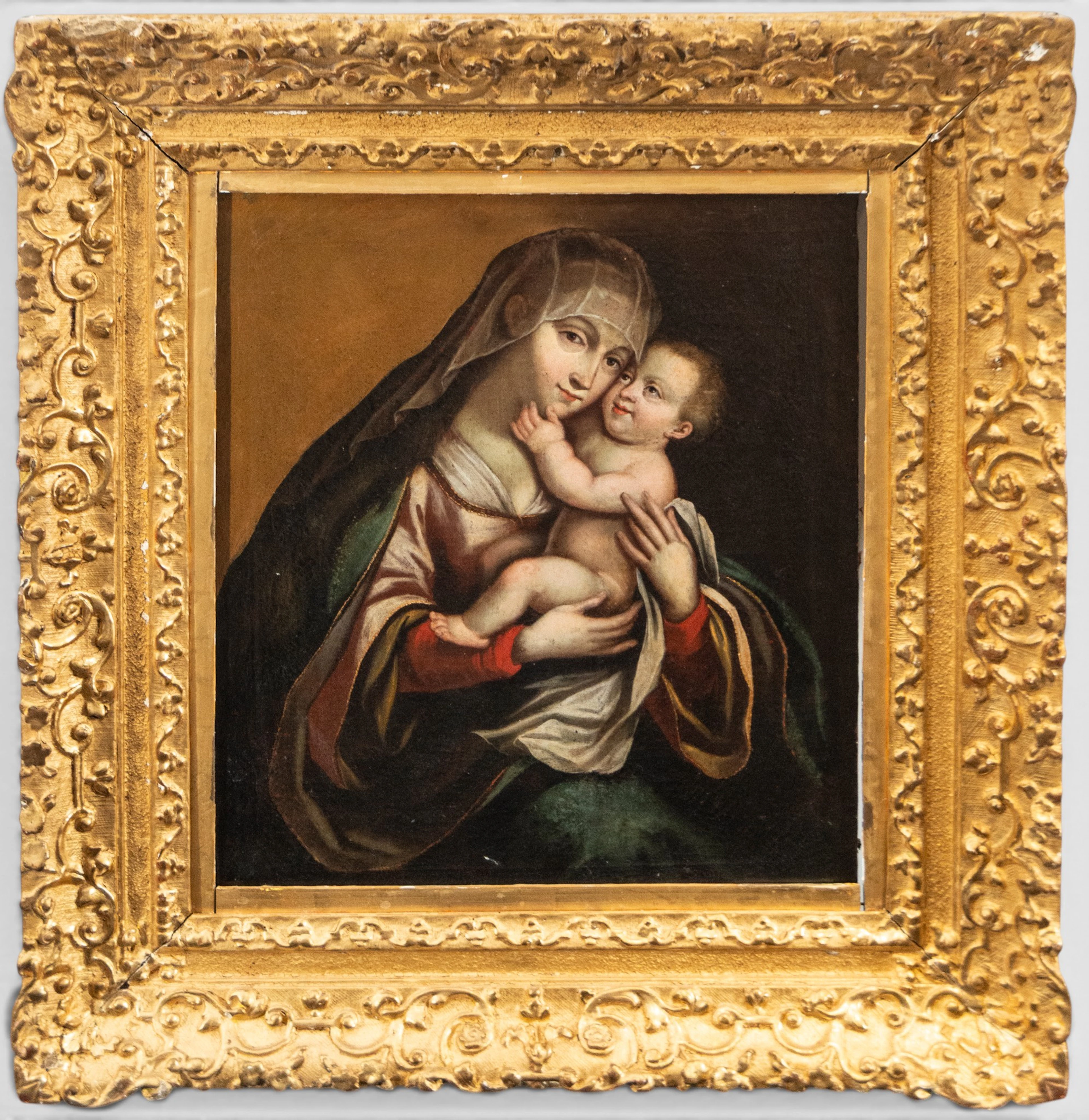 Beautiful Virgin and Child from the 17th Century - Master Italo Lombardo