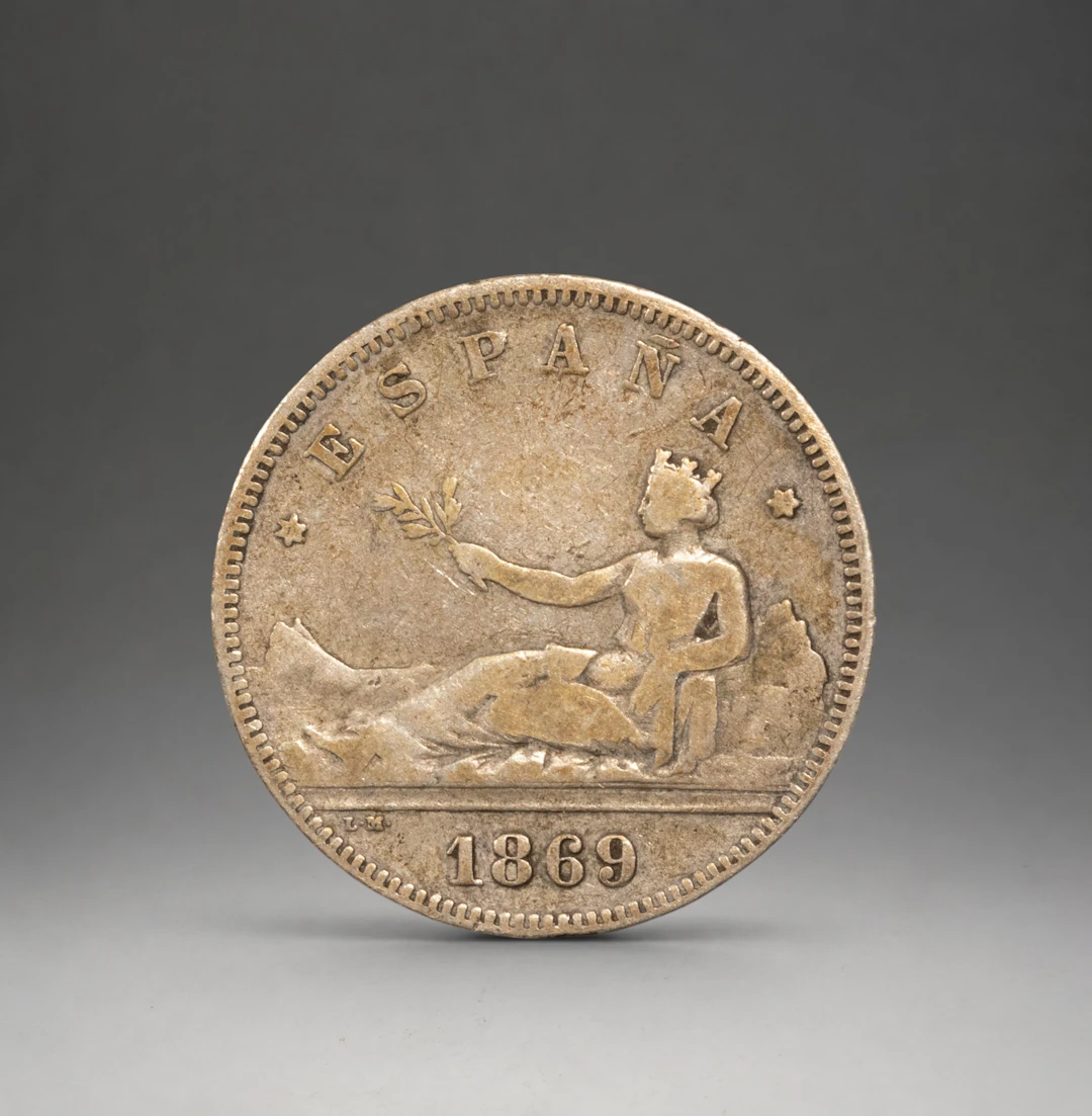 SILVER - COINS - 2 PESETAS SILVER REPUBLIC 1869