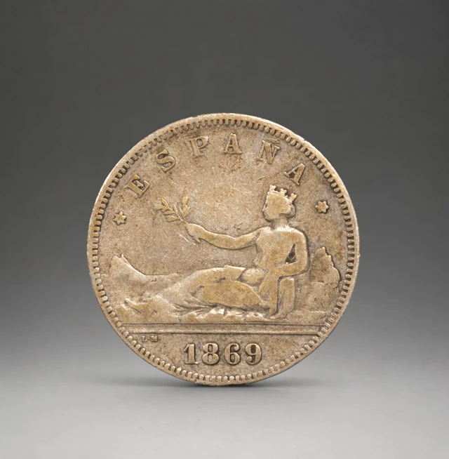 SILVER - COINS - 2 PESETAS SILVER REPUBLIC 1869