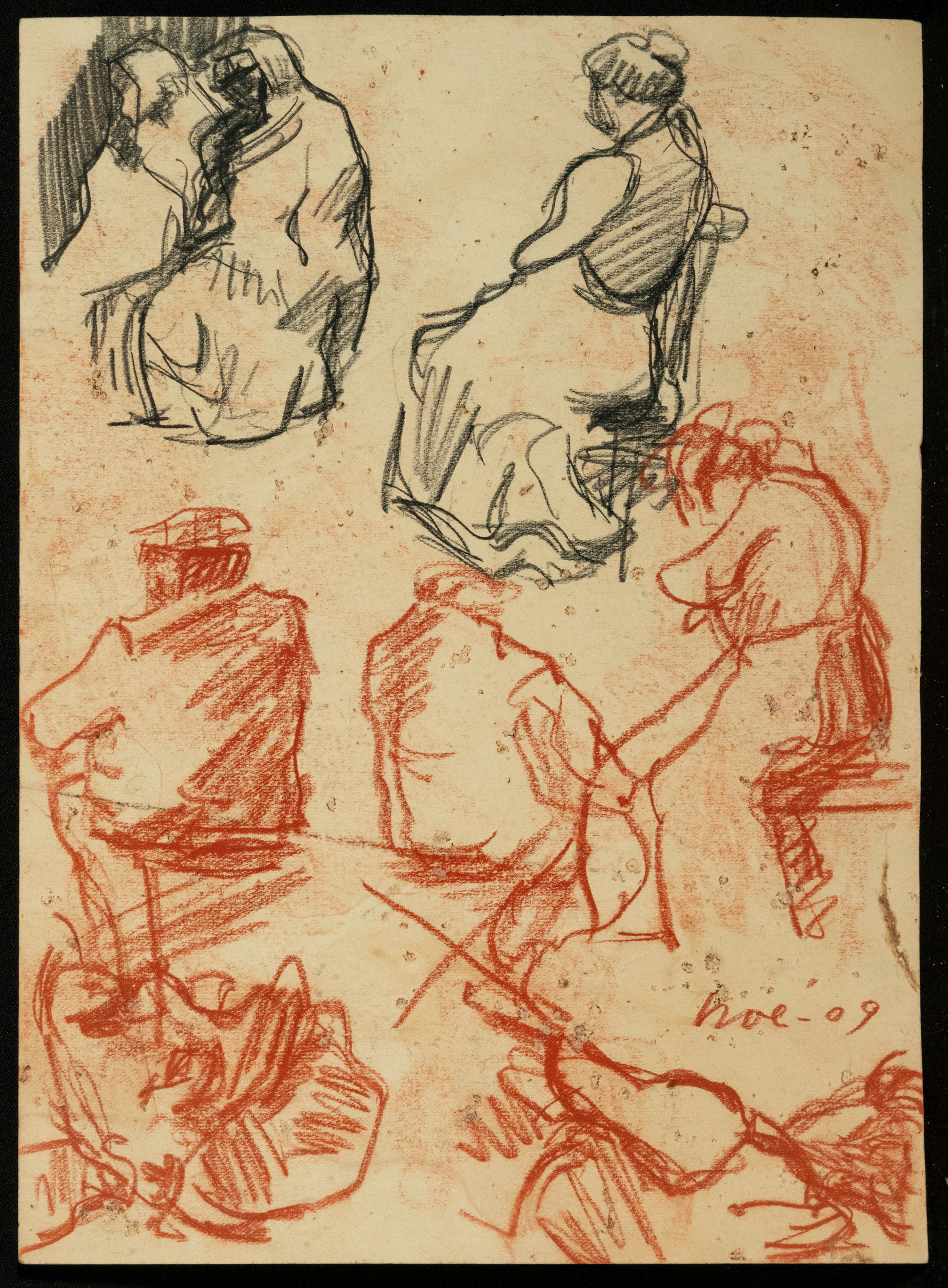 Isidre Nonell Monturiol (1872-1911) STUDY IN WAX AND CHARCOAL ON PAPER
