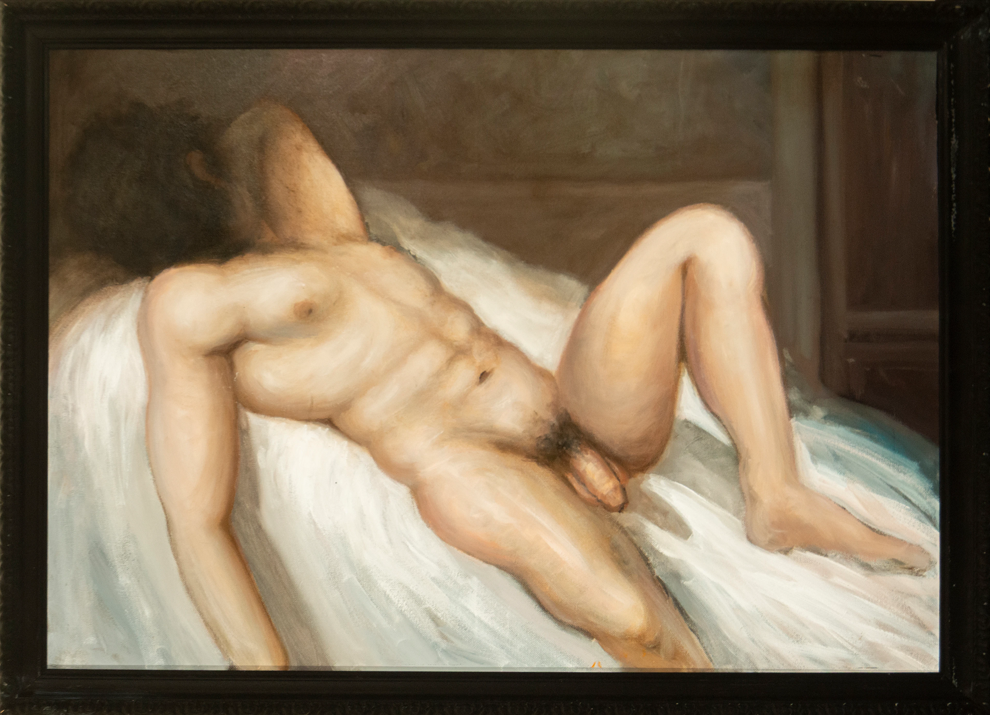 Reclining male nude, Spanish School, mid-20th century