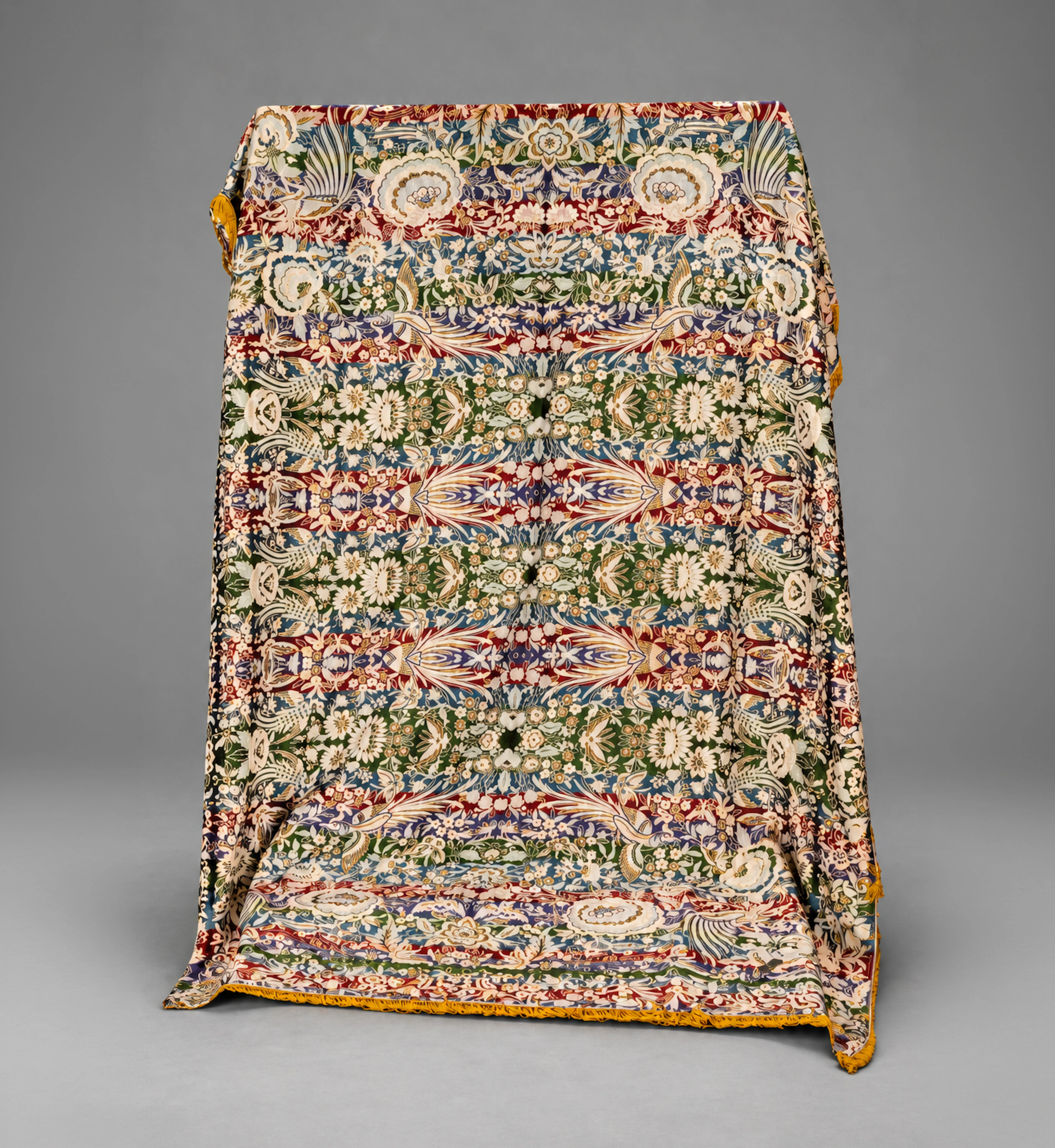 Silk embroidered bedspread – Indian school – 19th century