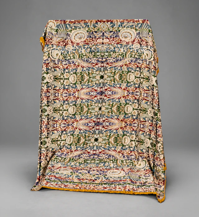 Silk embroidered bedspread – Indian school – 19th century