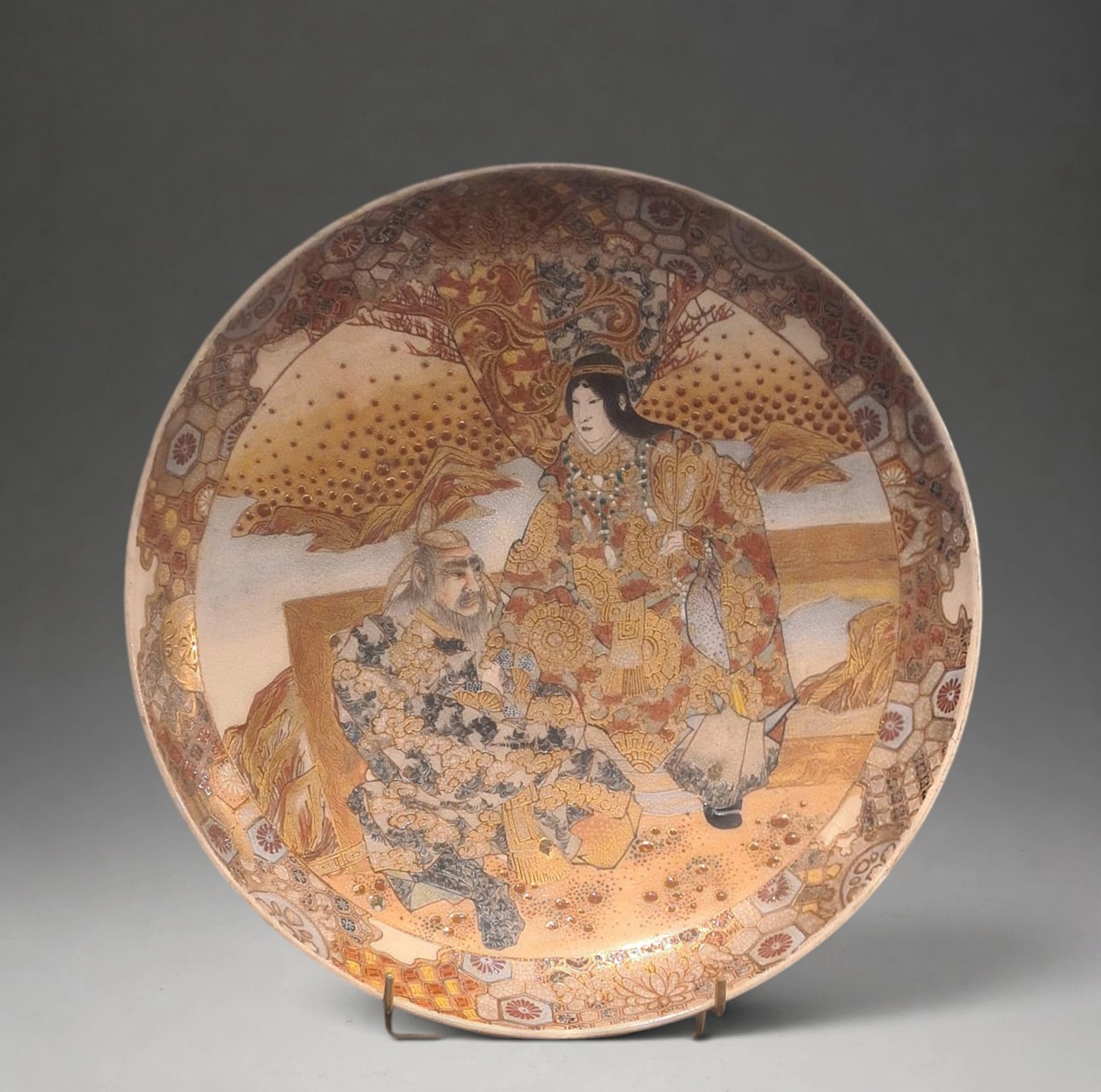 Large Japanese ceramic plate from Satsuma - Meiji Era (1868-1912)