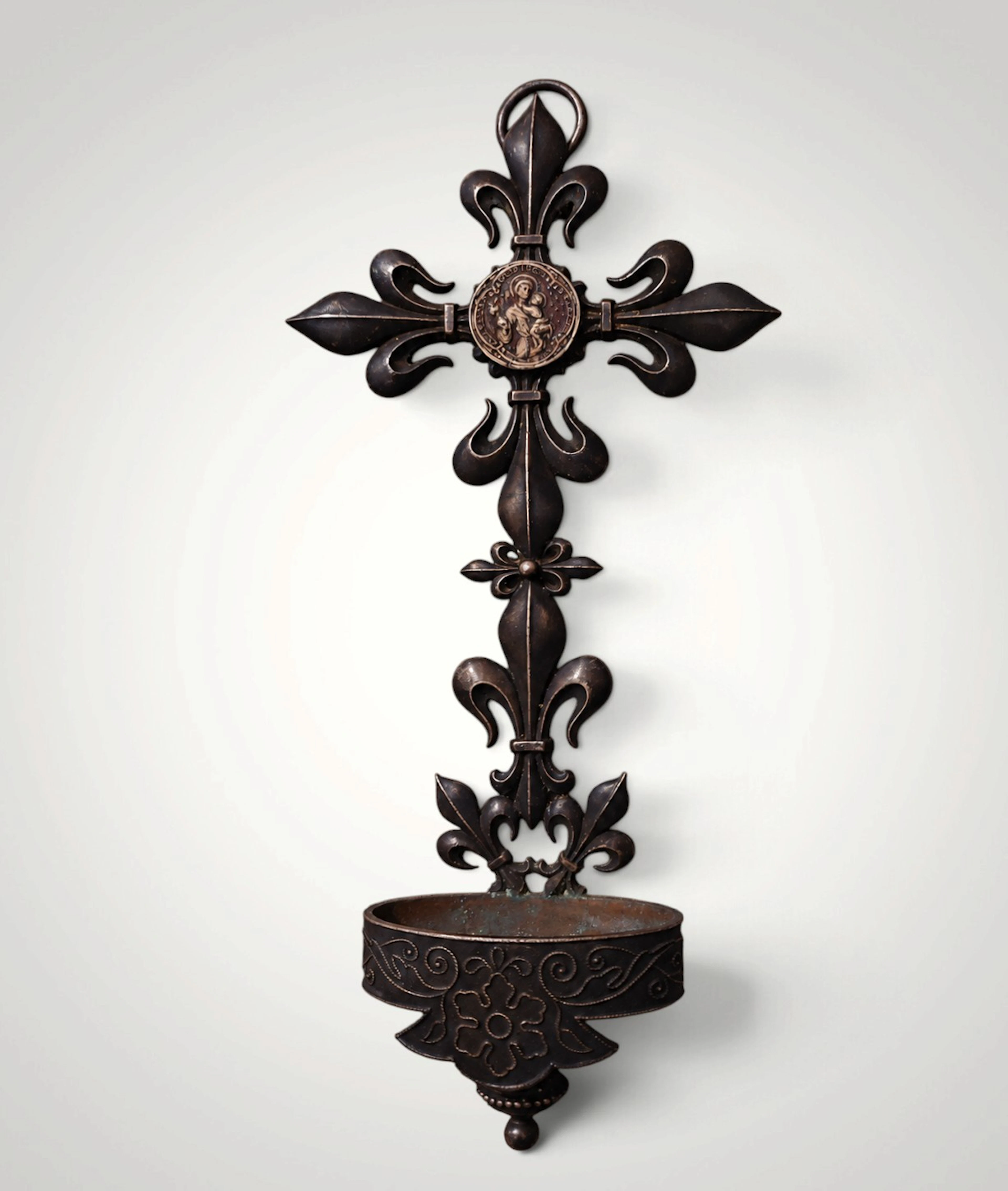 Art Nouveau wall-mounted holy water font - France, 1900/1920