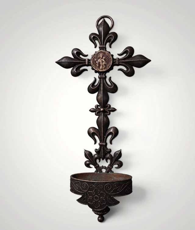 Art Nouveau wall-mounted holy water font - France, 1900/1920