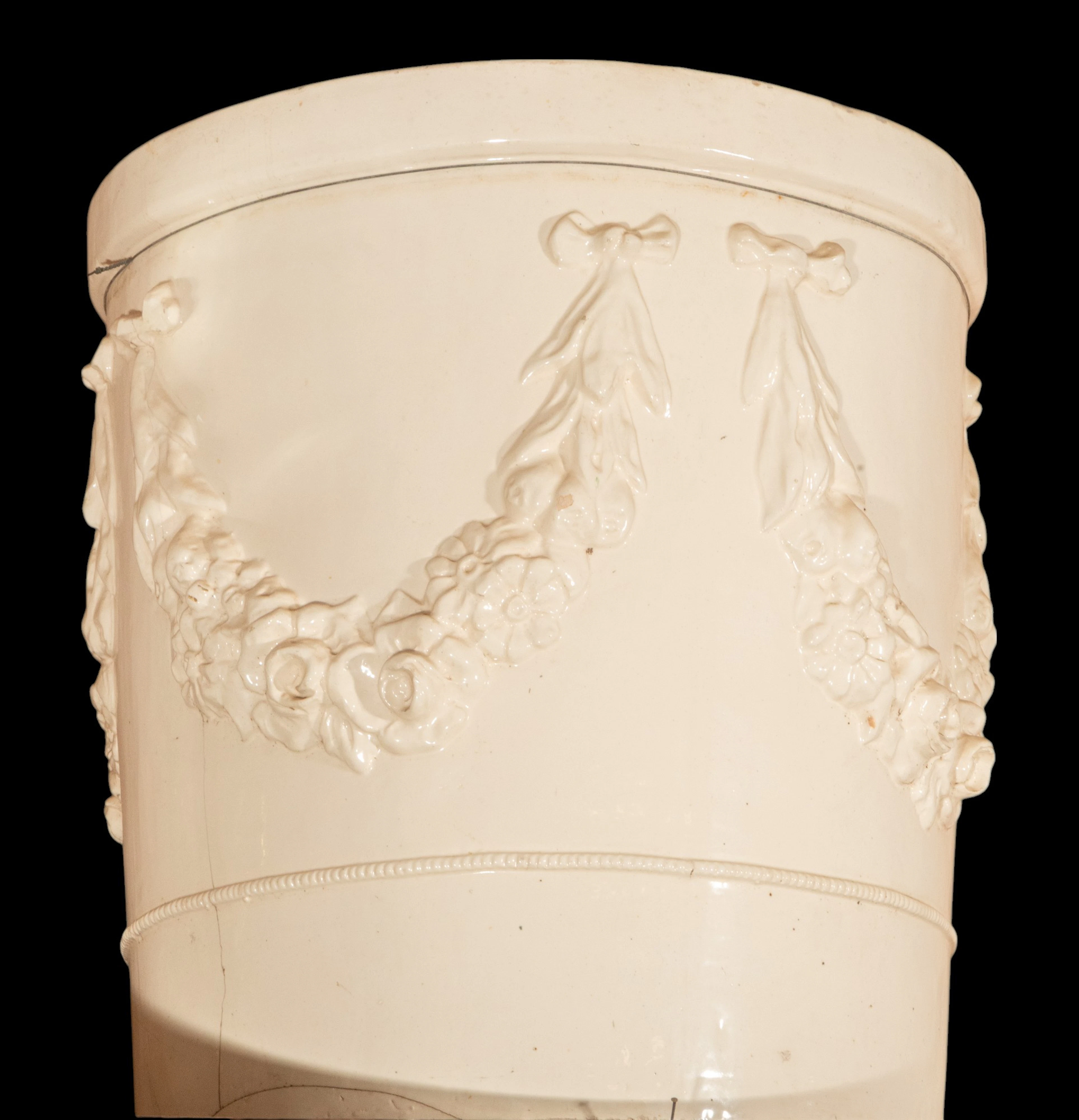 White glazed ceramic flowerpot from the 19th century, possibly France
