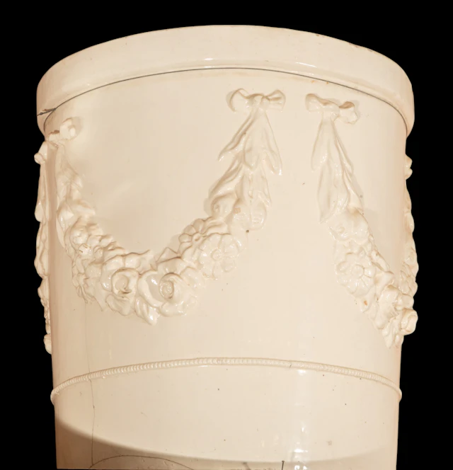 White glazed ceramic flowerpot from the 19th century, possibly France