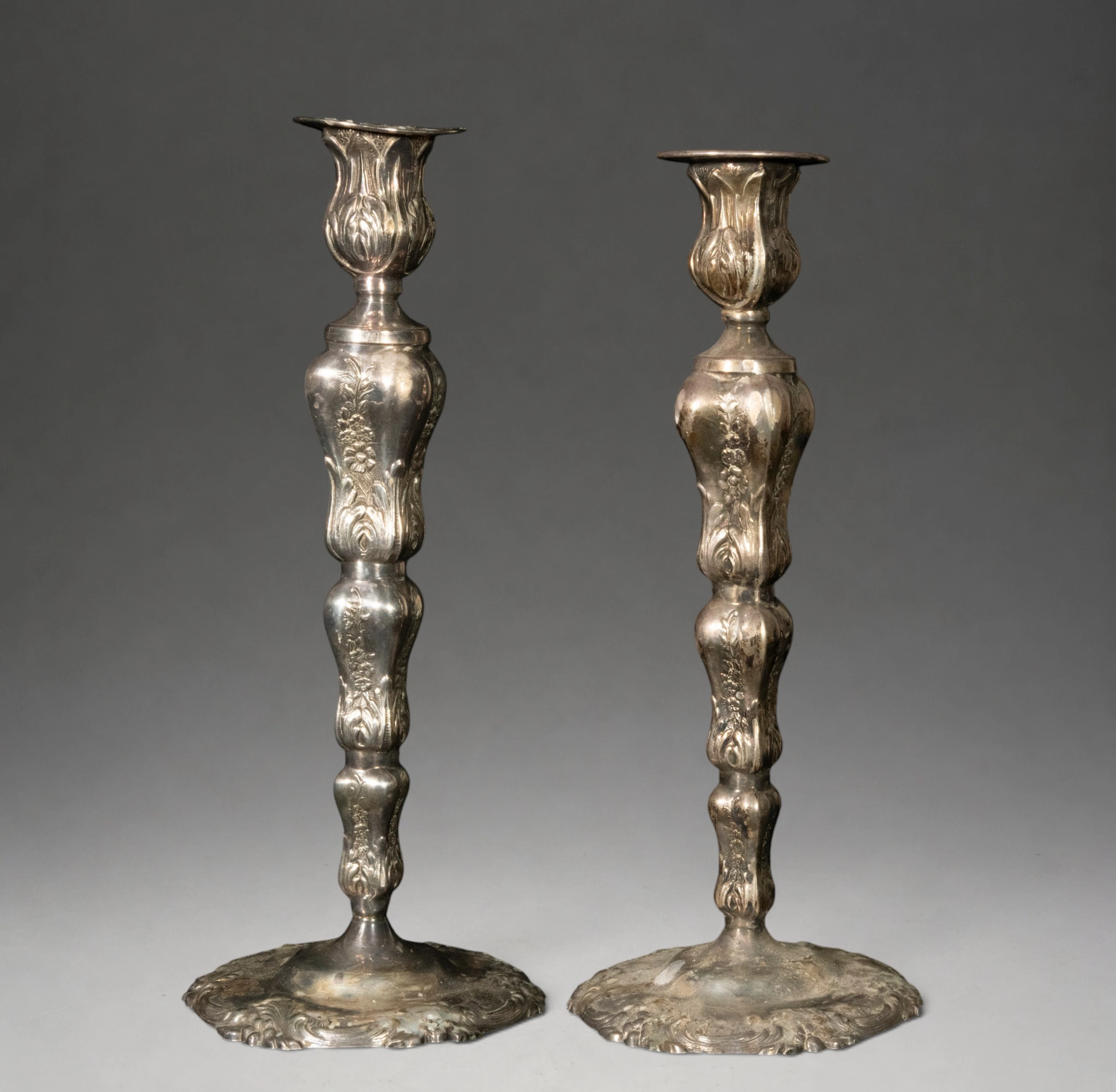 PAIR OF ISABELINE SILVER CANDELABRAS