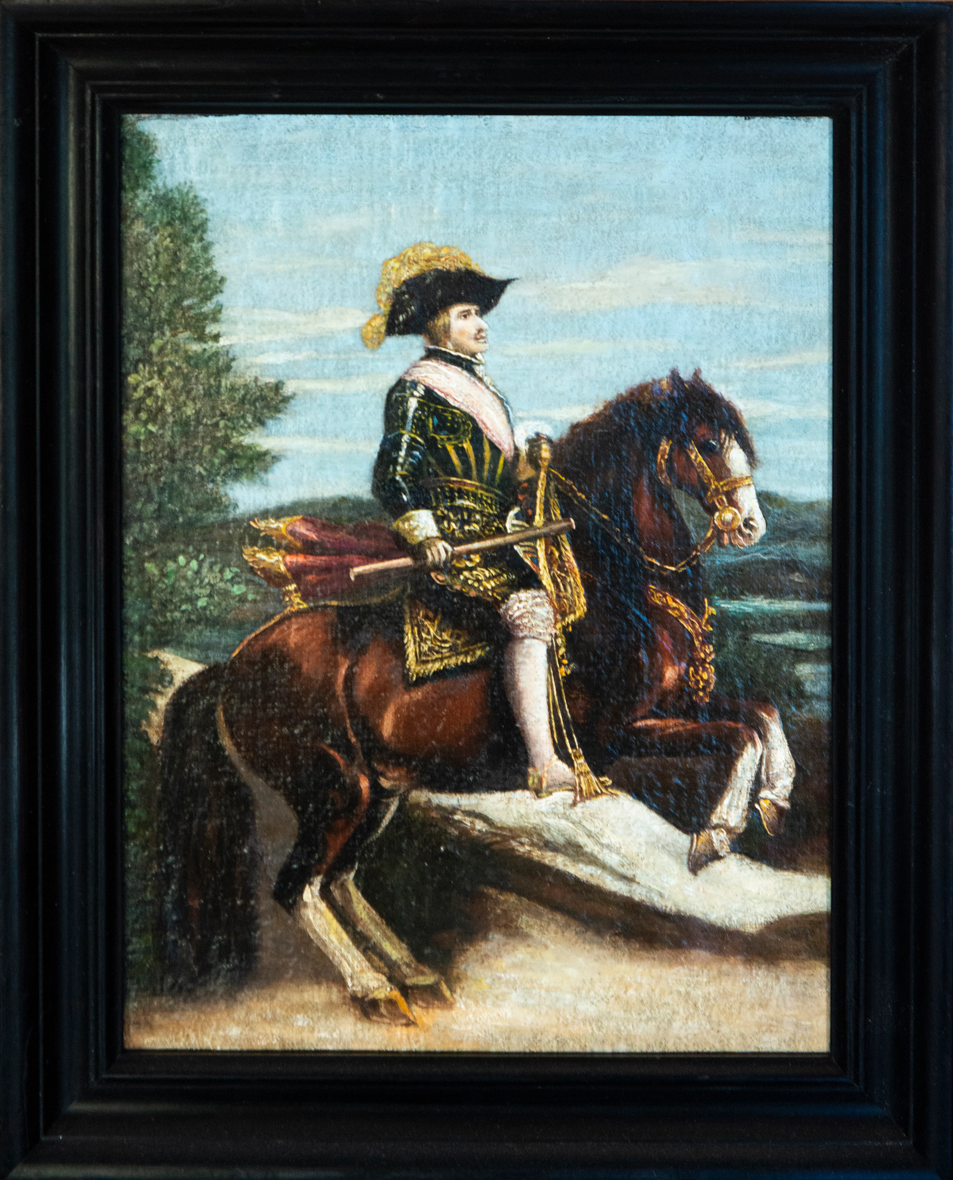 Equestrian portrait of Philip IV. Follower of Velázquez. Spanish School.