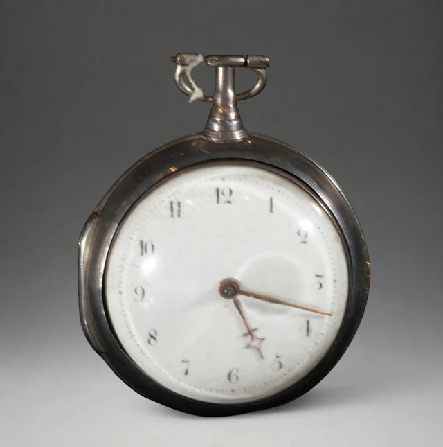 Pocket watch with white dial and side second hand