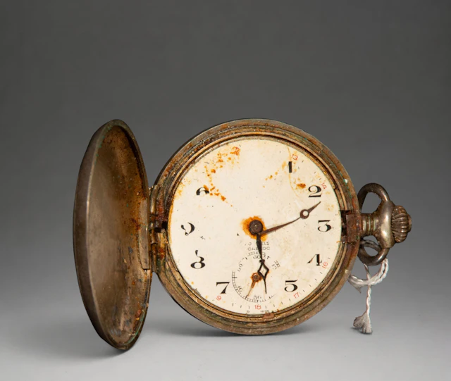 Pocket watch with Arabic numerals and silver case