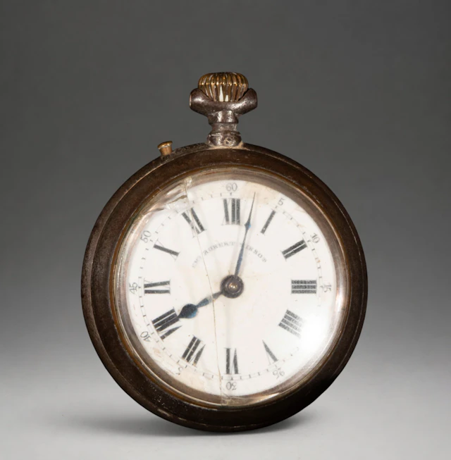 Pocket watch with white dial and Arabic numerals