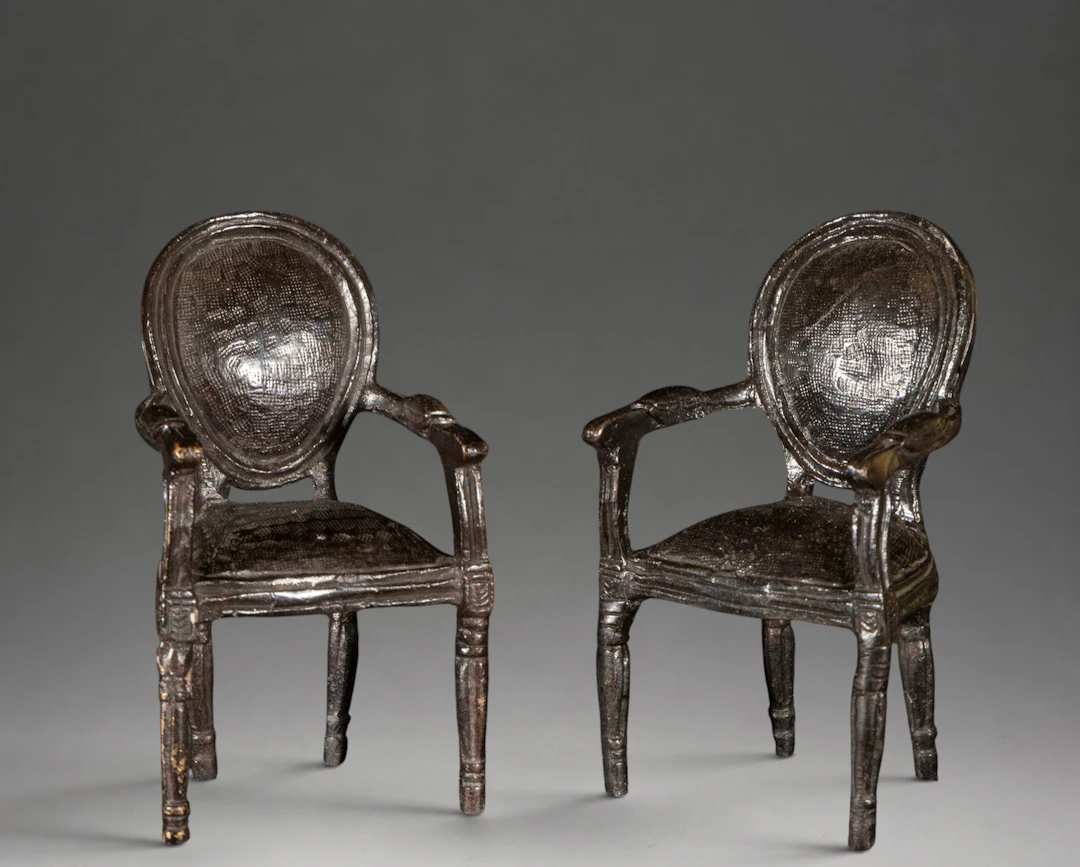 Pair of miniature Louis XVI style armchairs – 20th century