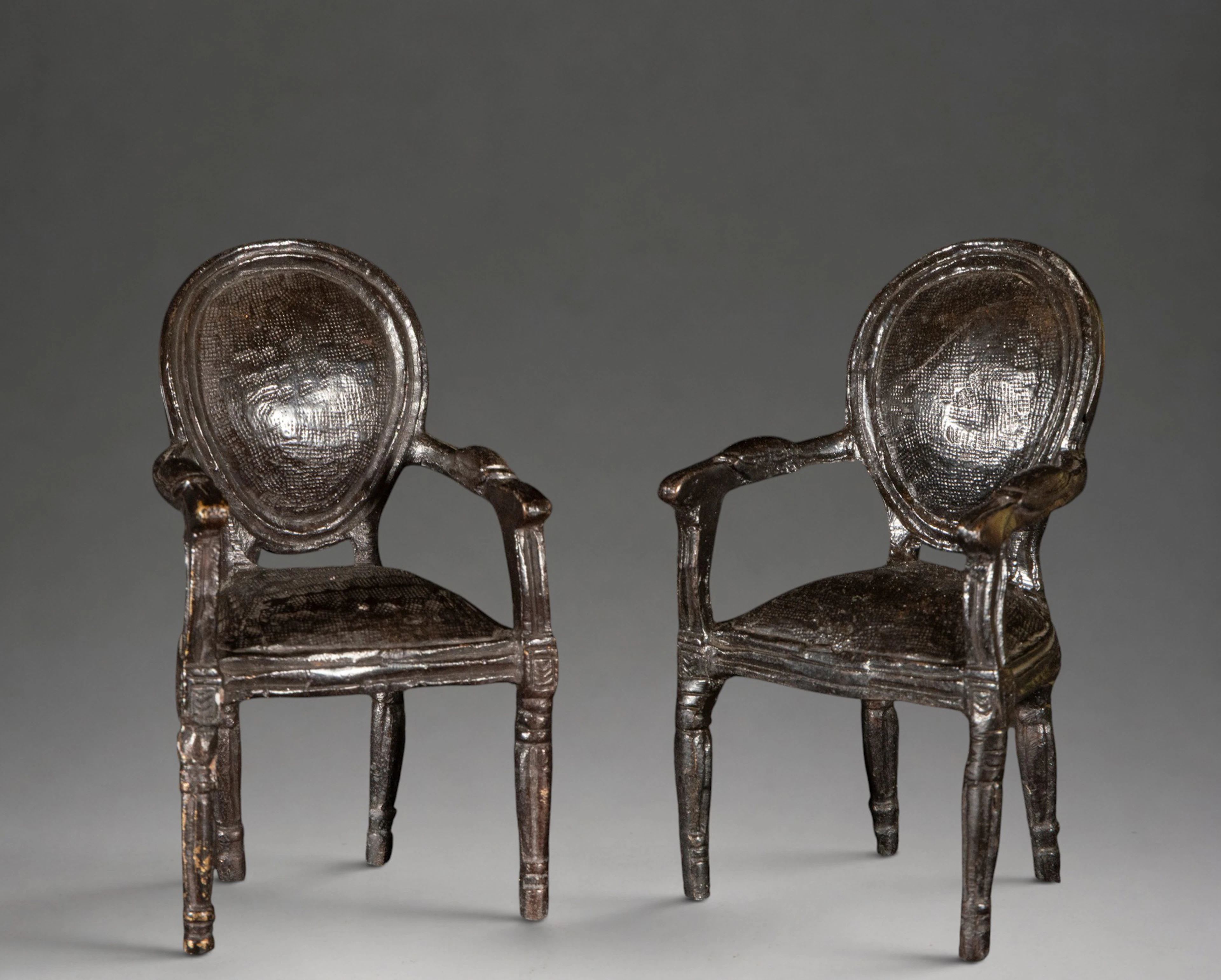 Pair of miniature Louis XVI style armchairs – 20th century