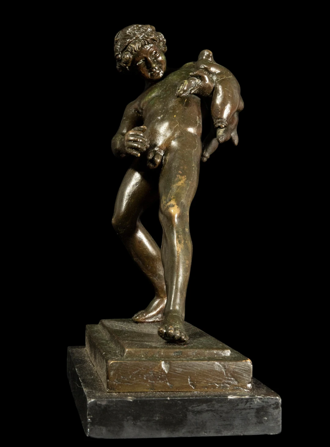 Decorative Bacchus Grand Tour in patinated Roman bronze from the 19th century