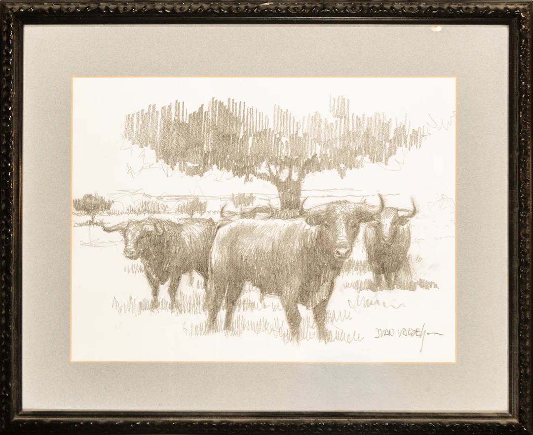 In the Dehesa, signed Juan Valdés, Spanish School, 20th Century