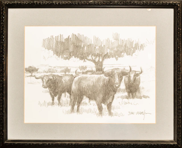 In the Dehesa, signed Juan Valdés, Spanish School, 20th Century