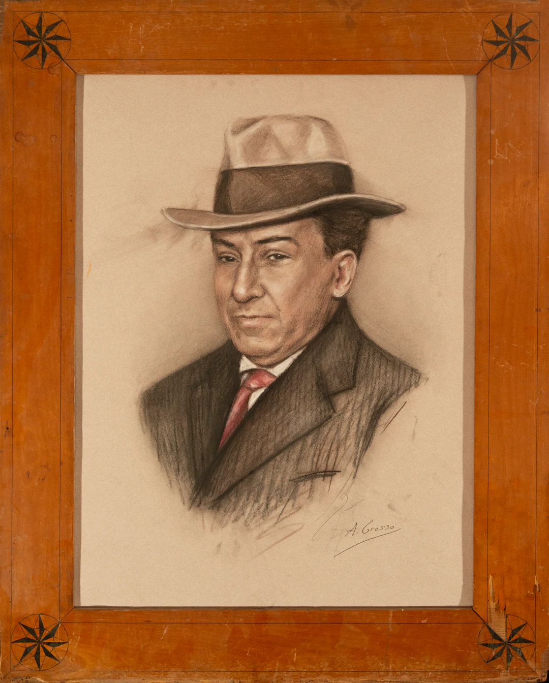 Portrait of Antonio Machado. Alfonso Grosso, signed. 20th century.