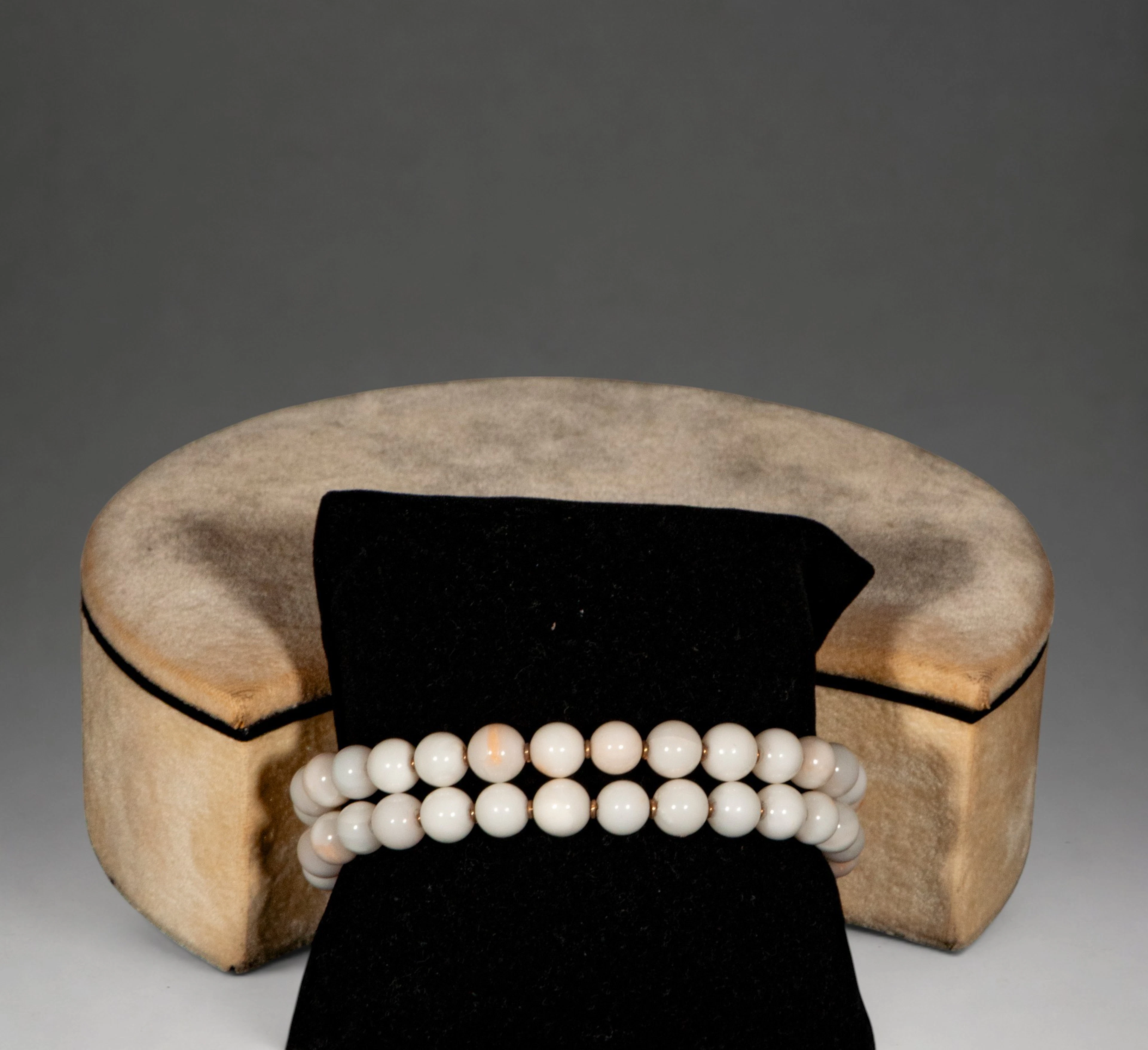 Pair of bracelets with angel skin coral beads
