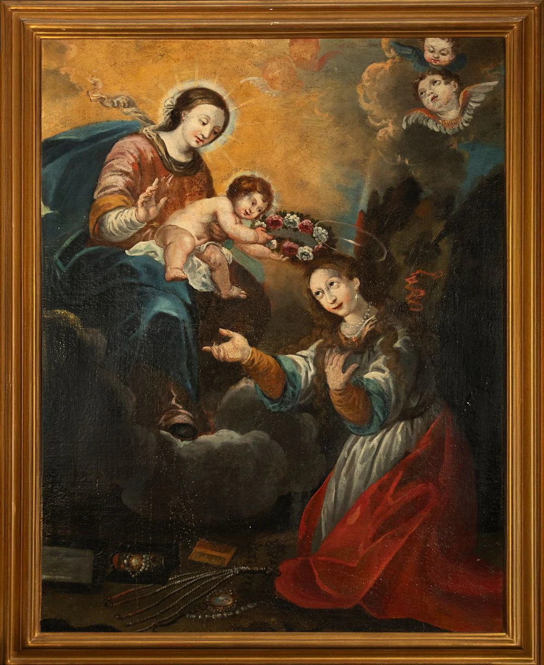 Coronation of Saint Rosalia - 18th Century Colonial School
