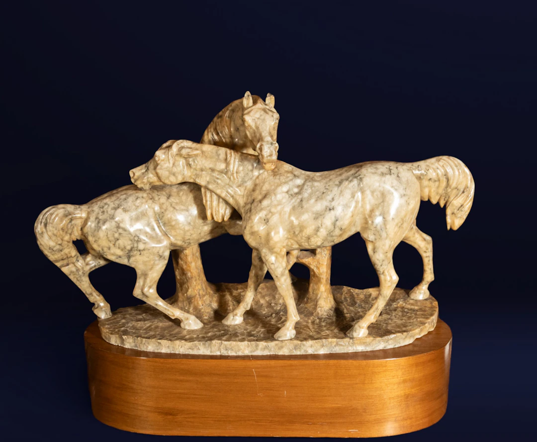 Large Pair of Marble Horses, Attributed to Jules Mene (1810-1879)