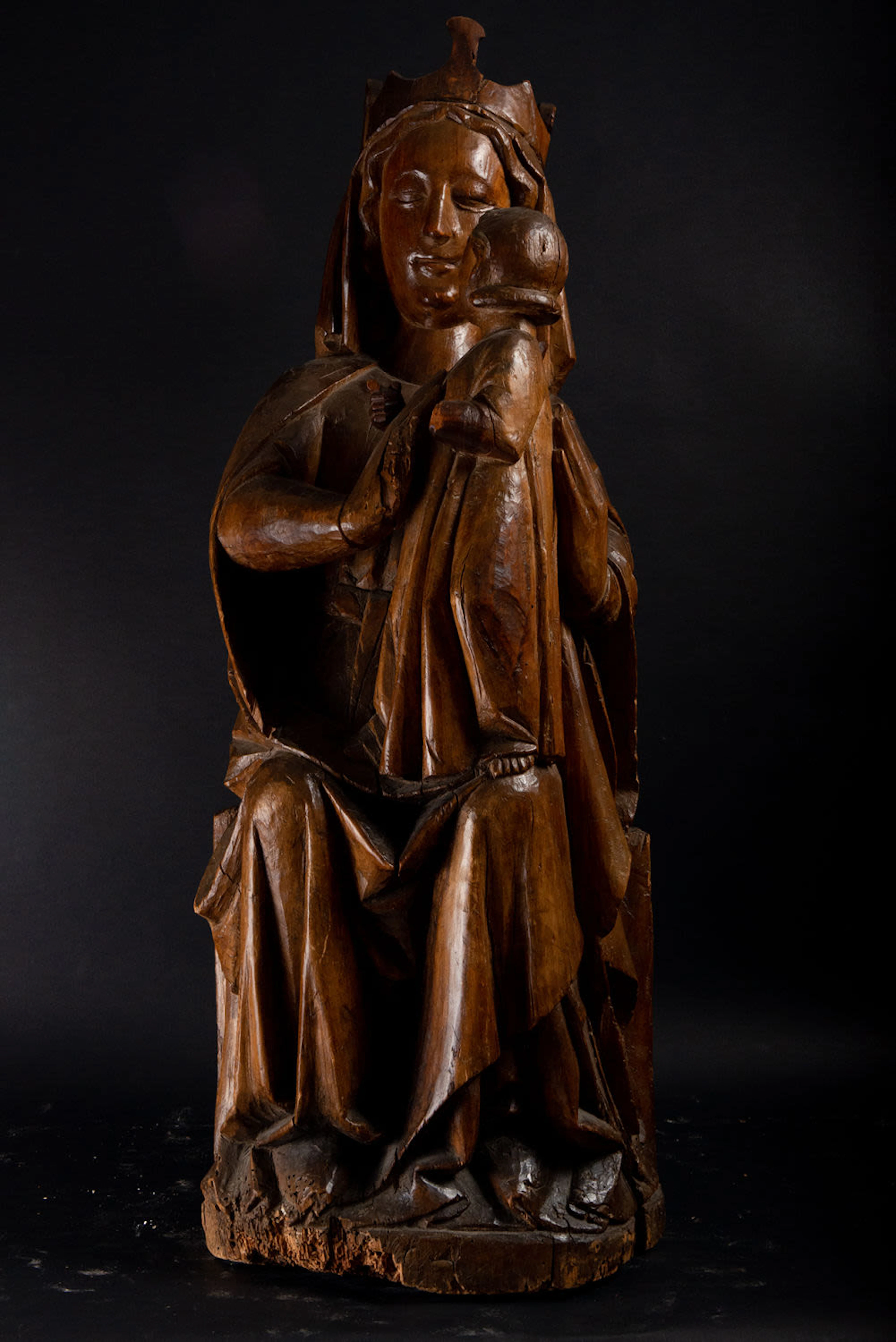 Exquisite Large Seated Virgin "Sedes Sapientiae" German Gothic , in