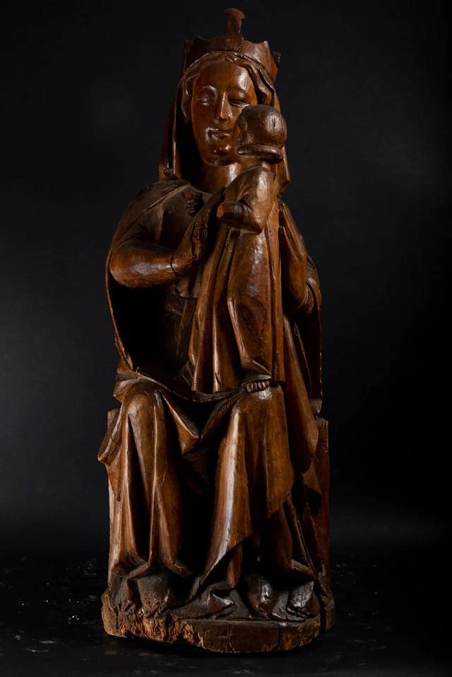 Exquisite Large Seated Virgin "Sedes Sapientiae" German Gothic , in