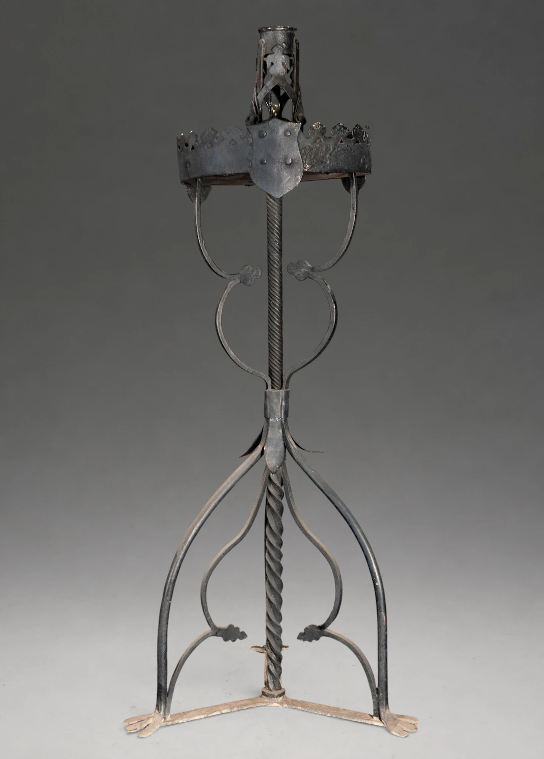 Wrought iron floor candlestick – 17th century