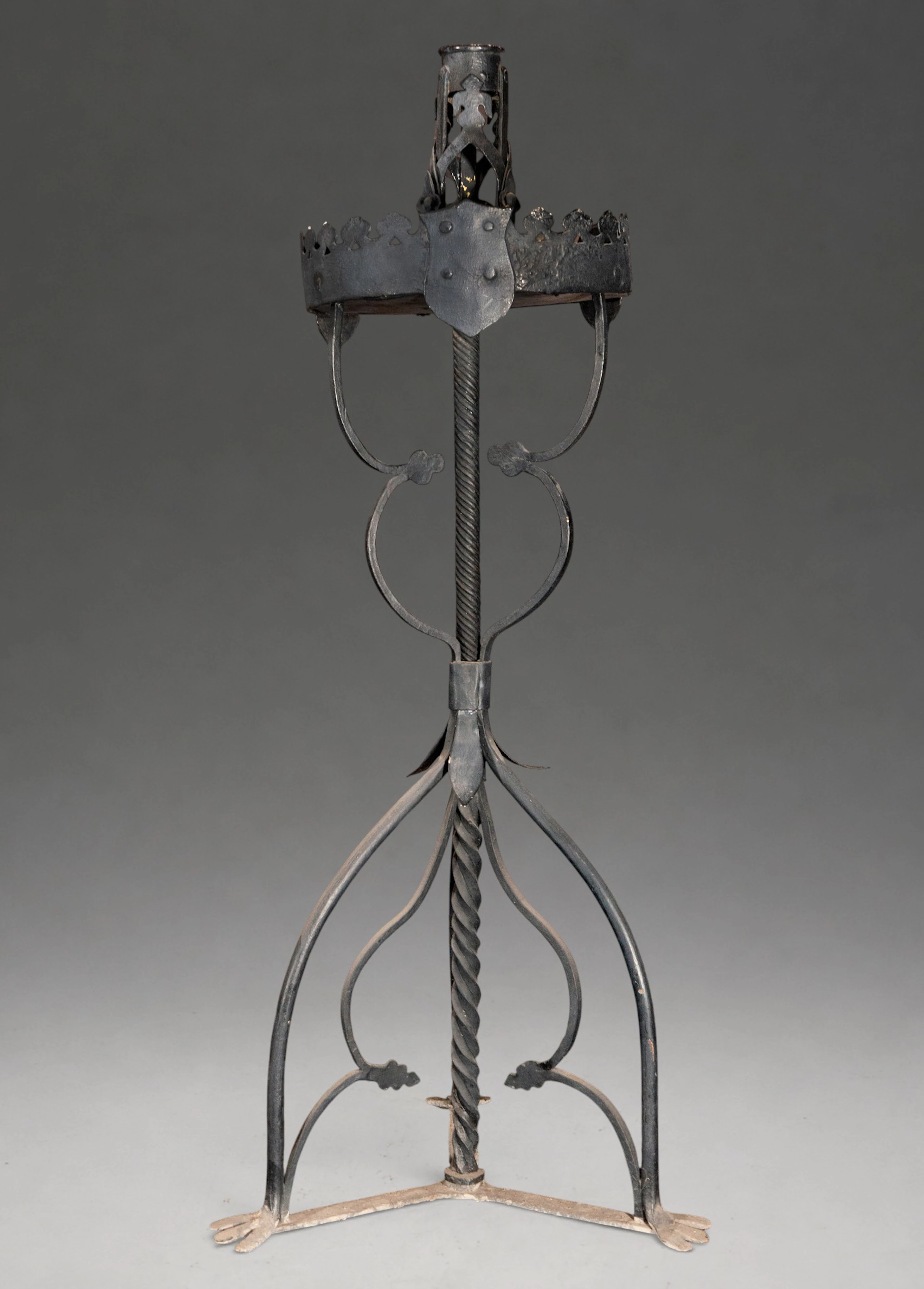 Wrought iron floor candlestick – 17th century