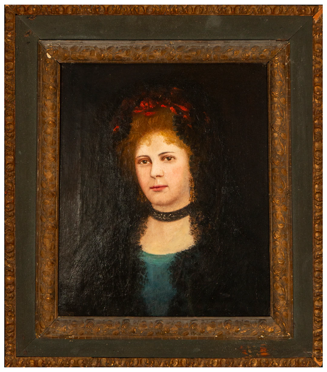 Portrait of a lady with a choker – Spanish School – 19th century