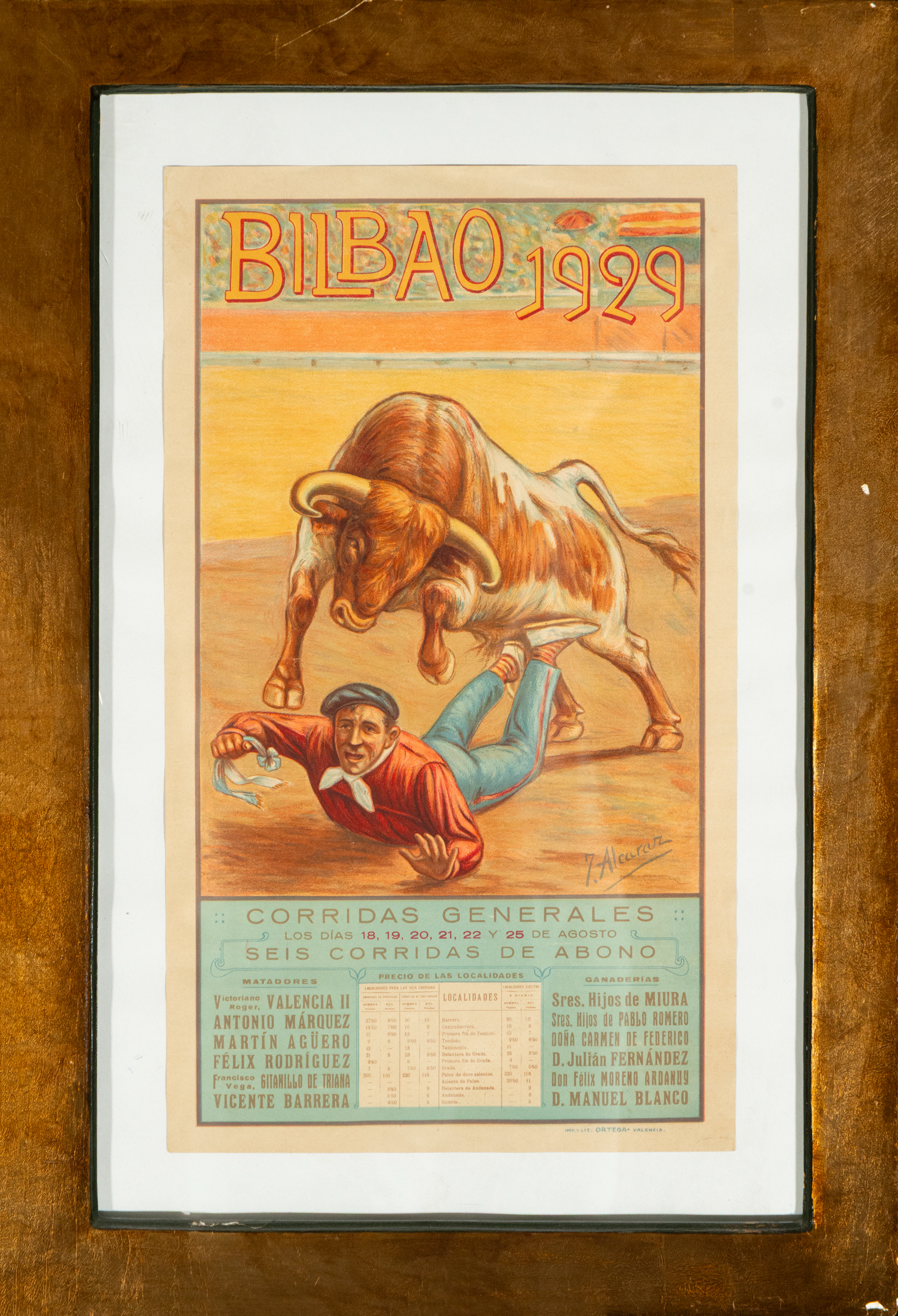 Poster for the Bilbao General Bullfights of 1929 – Julián Alcaraz – 1929