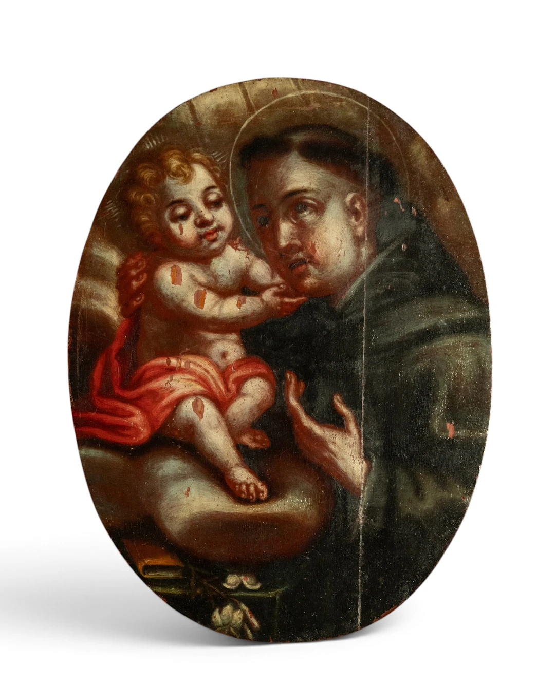 OVAL ON WOOD - MEXICAN COLONIAL SCHOOL, 18TH CENTURY