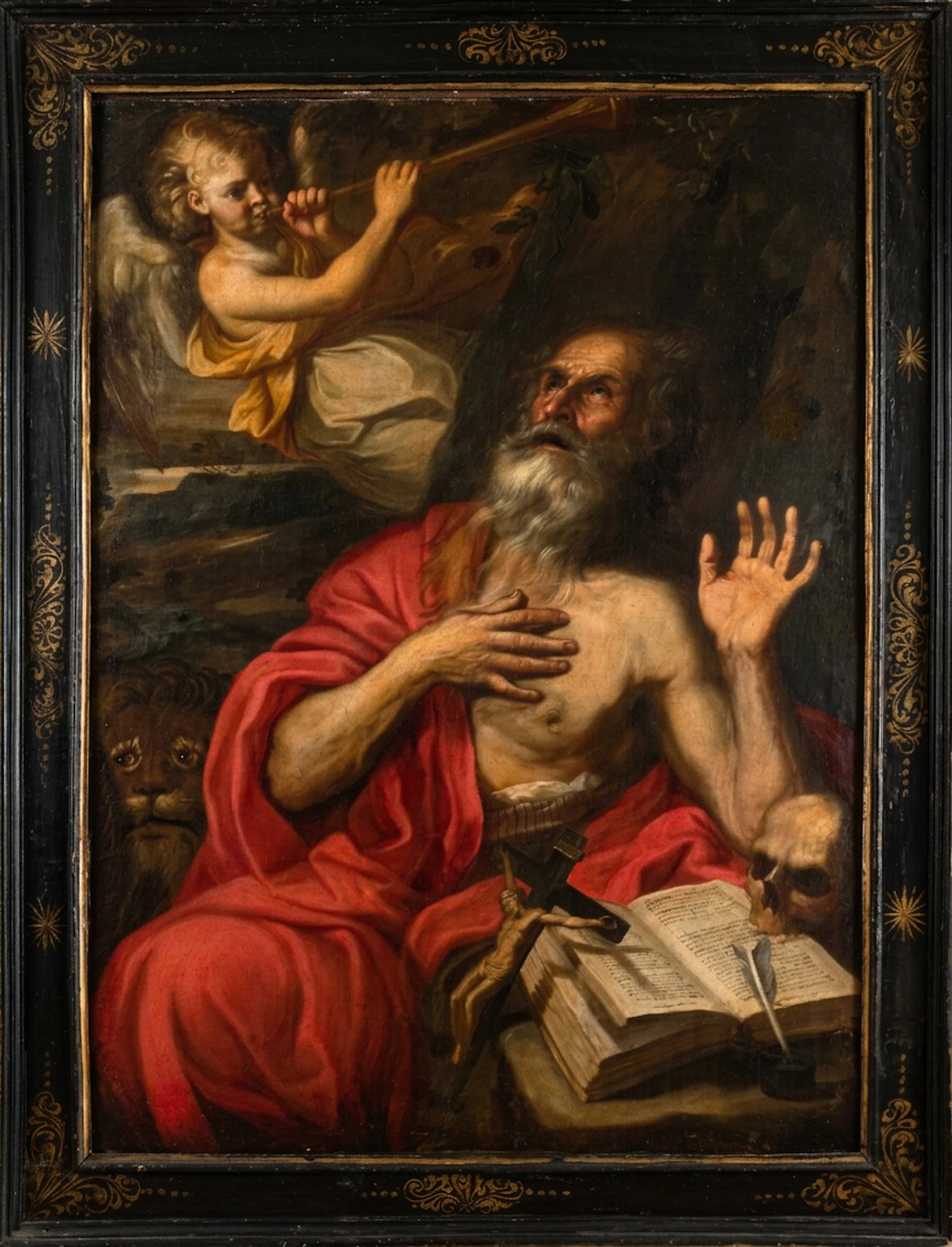 17th Century Italian Baroque Master - Saint Jerome and the Announcing Angel
