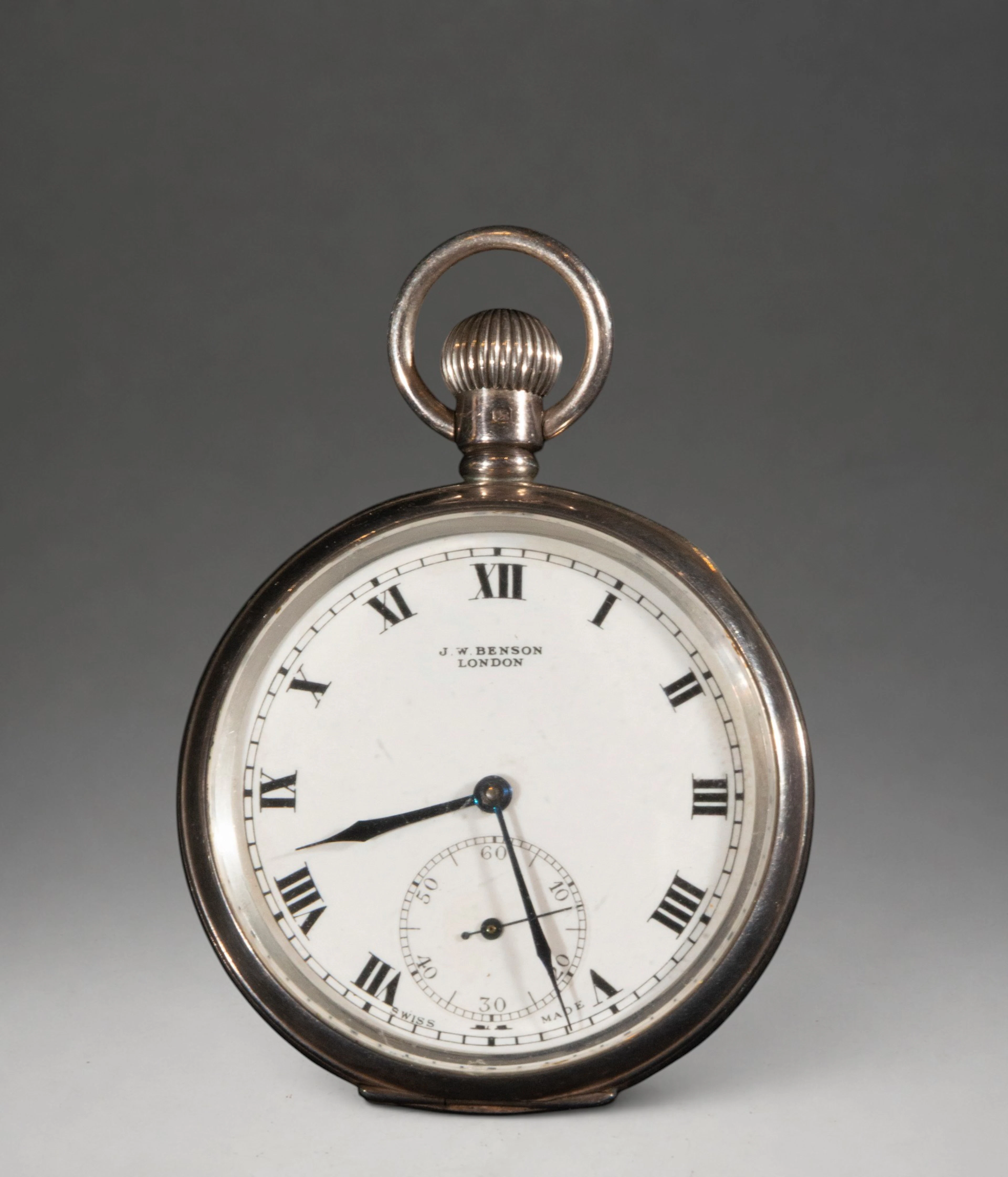 JW Benson pocket watch with white dial