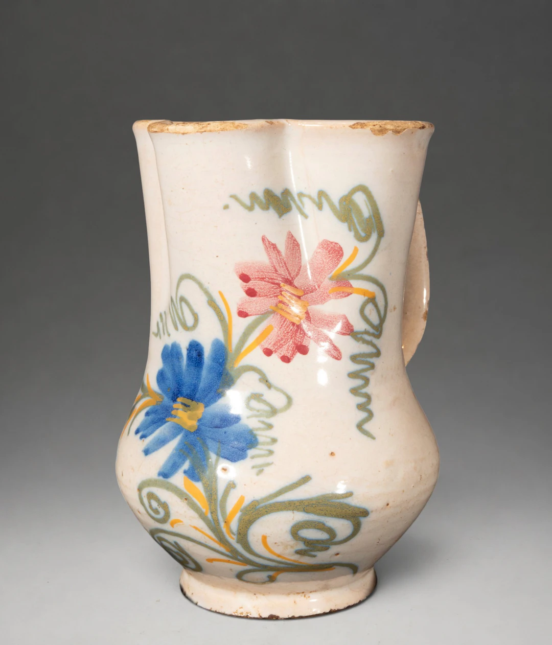 MANISES CERAMICS - Jug with polychrome floral decoration