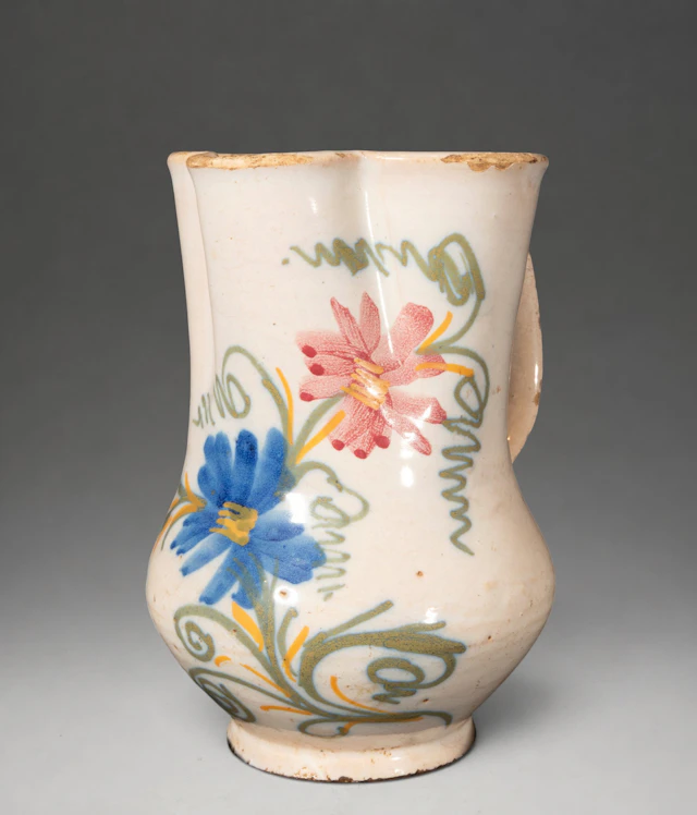 MANISES CERAMICS - Jug with polychrome floral decoration