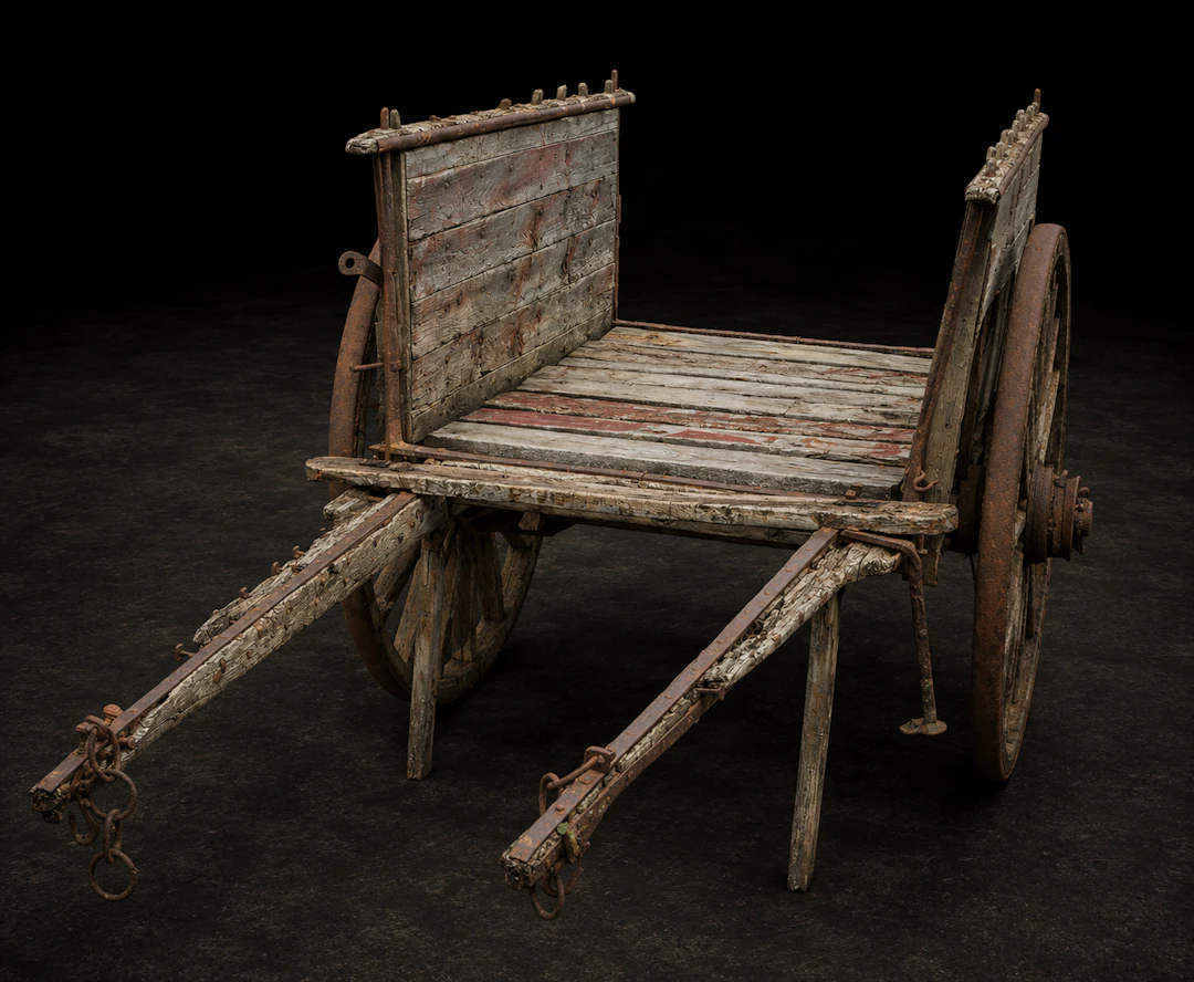Animal-drawn agricultural cart, Spanish Popular School, 19th century