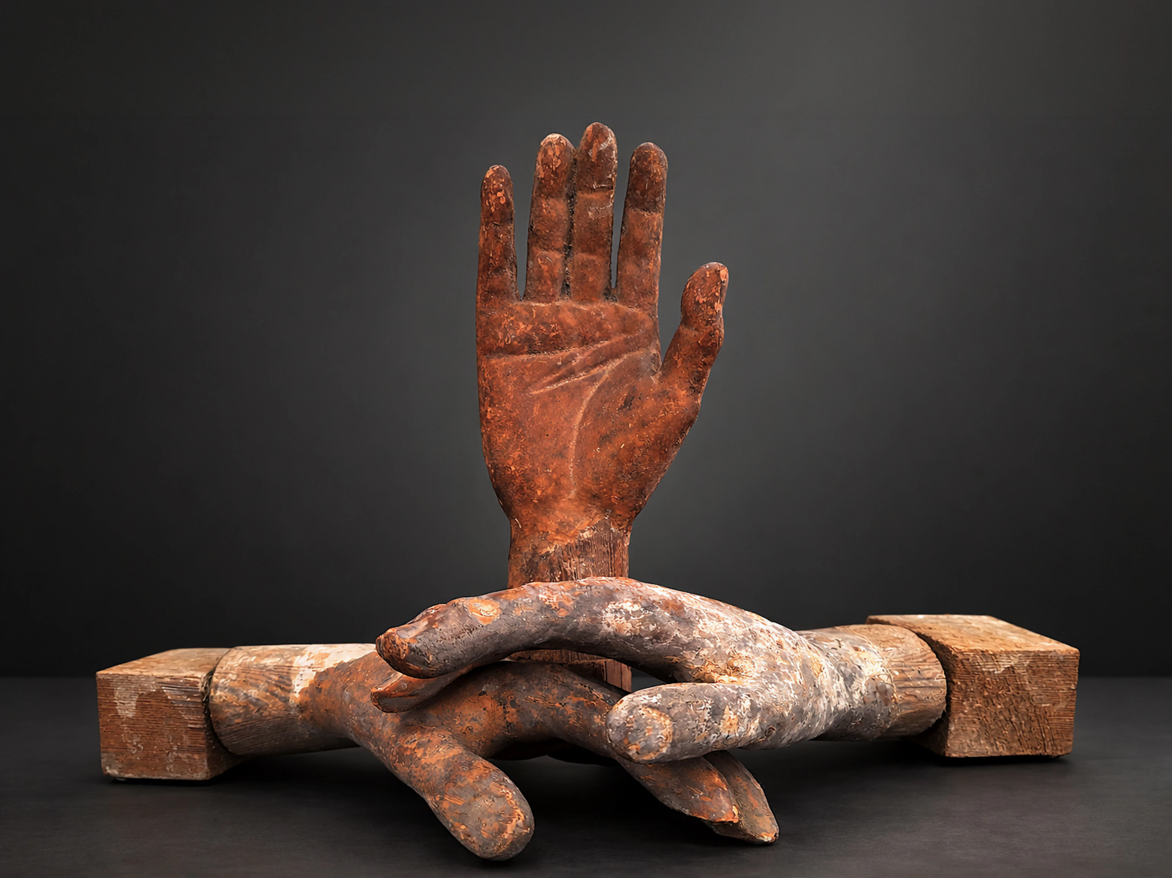 Three processional sculptures of hands, Spanish School, 17th-18th century