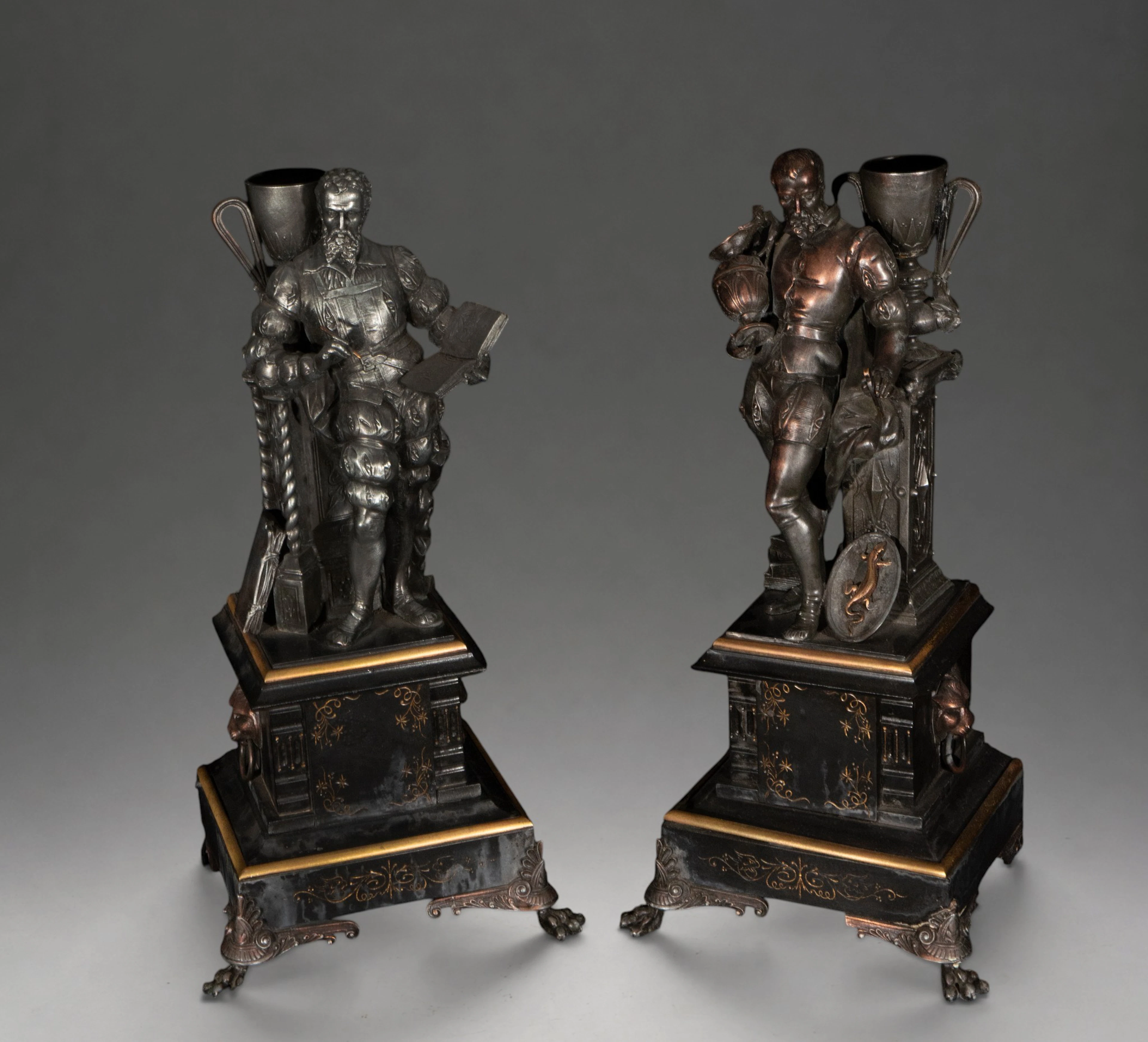 Pair of allegorical figures of the Arts – 19th century