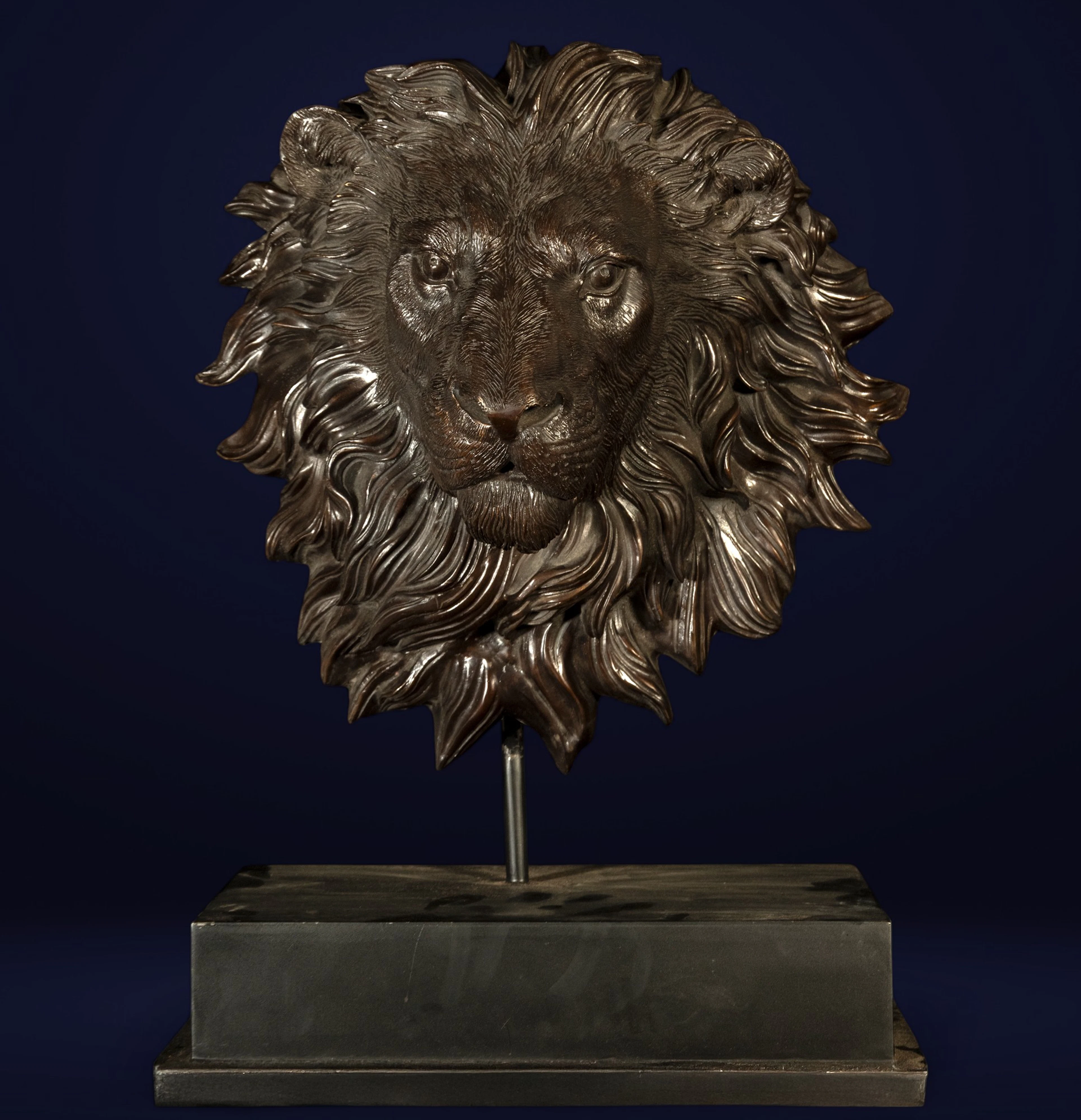 Spectacular Life-Size Italian Bronze Lion Head, Italy, Naples, 20th