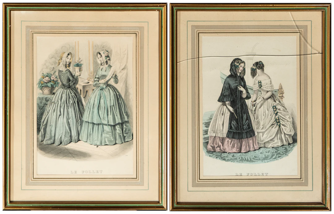 Pair of fashion prints “Le Follet” – France – 19th century