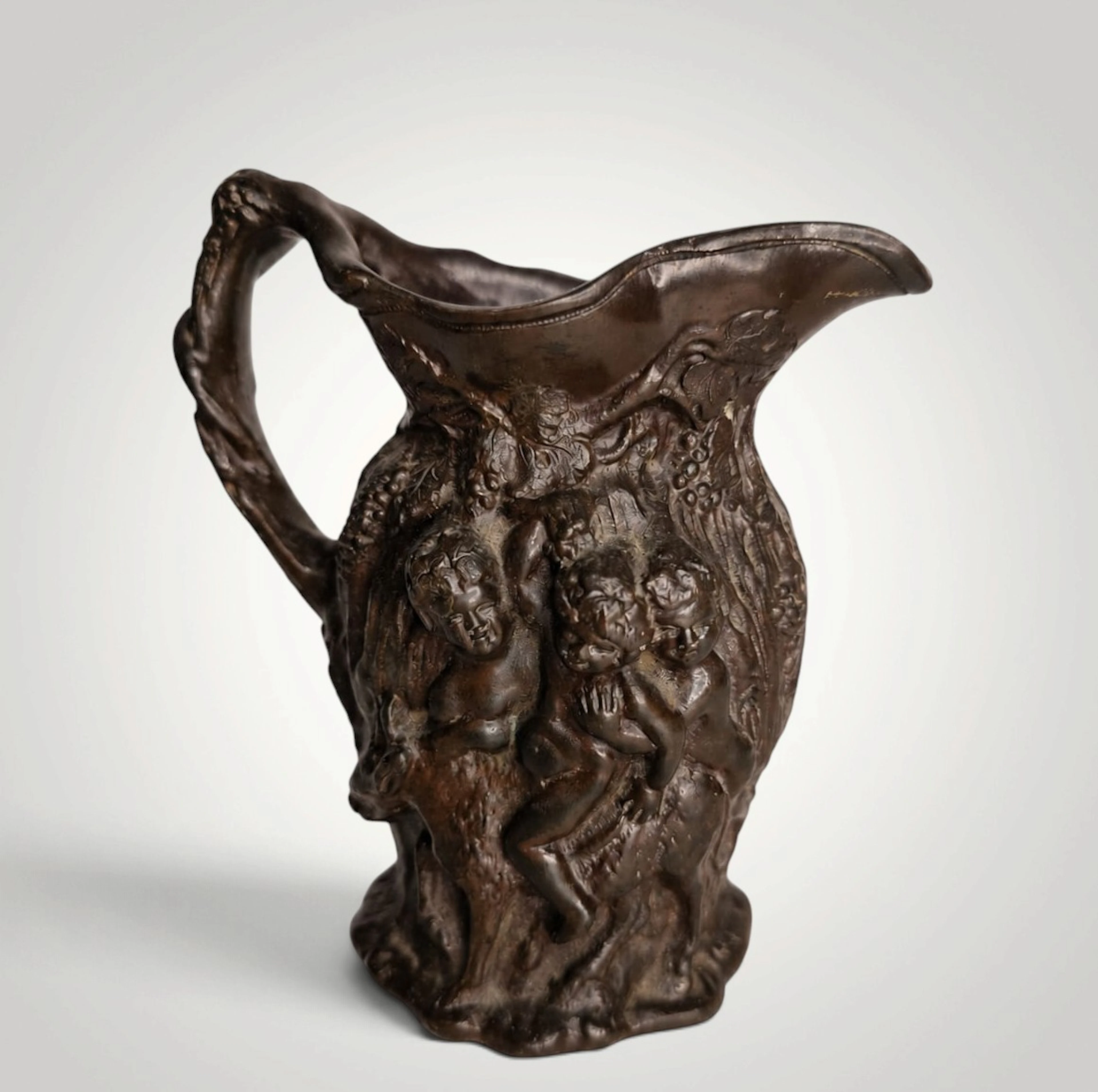 Bronze vase featuring scenes with figures, signed Clodion. 19th-20th Century