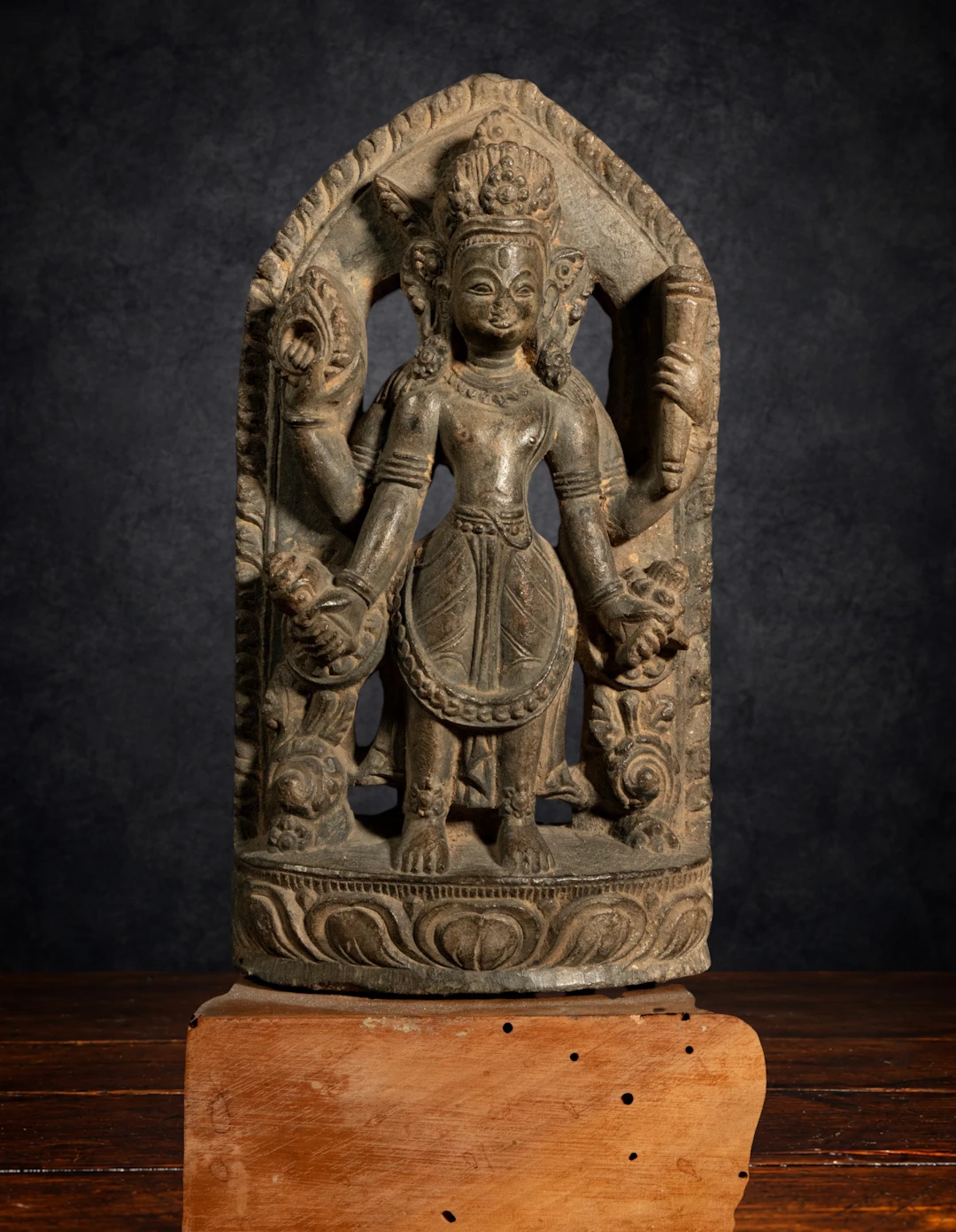 Very Ancient Goddess Vishnu Nepal in stone